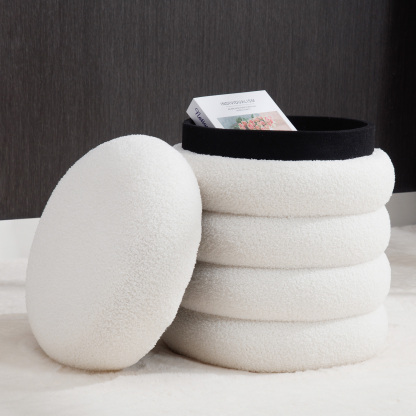 Teddy 15'' Round Storage Ottoman Bench
