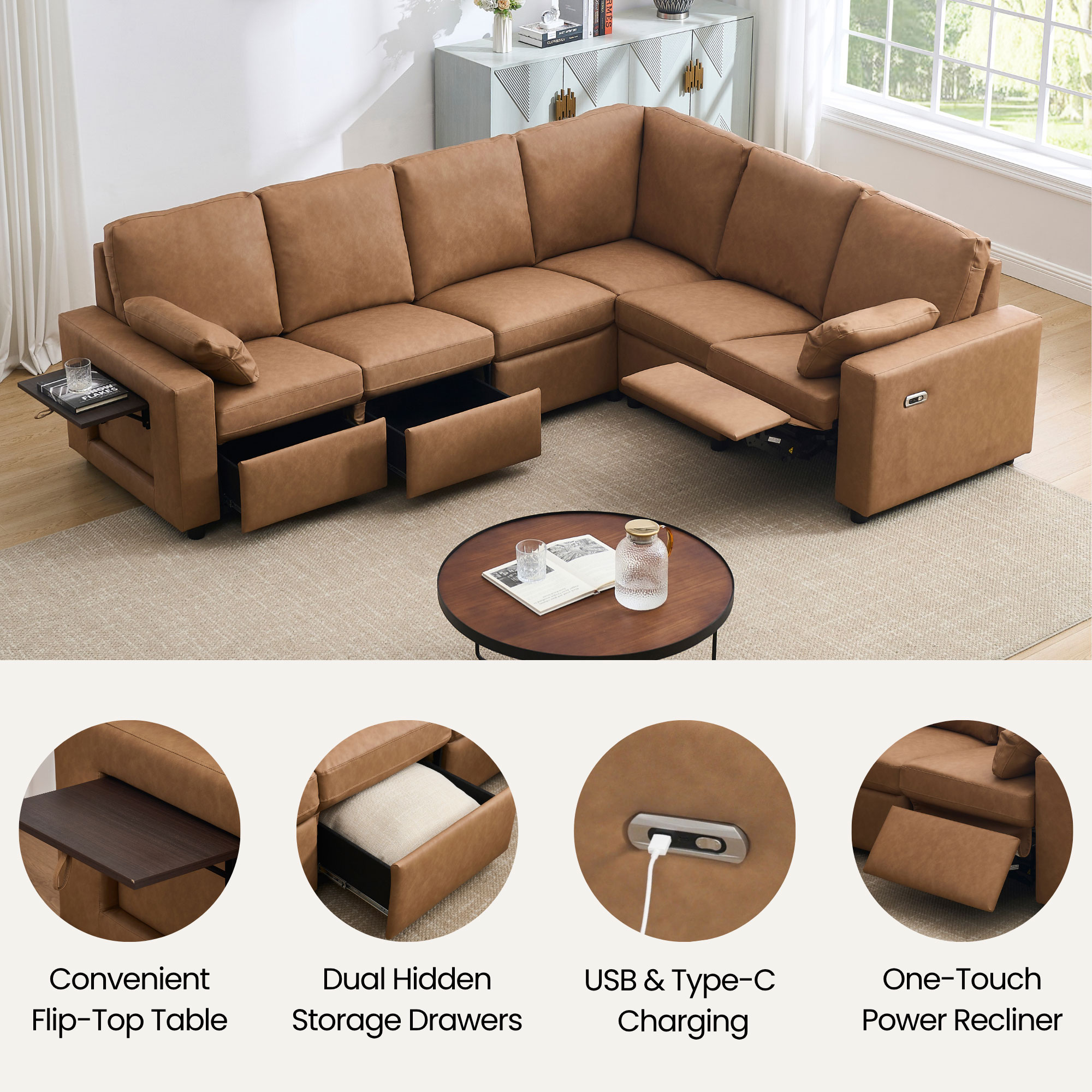 Levi Reclining Sectional Sofa With Storage