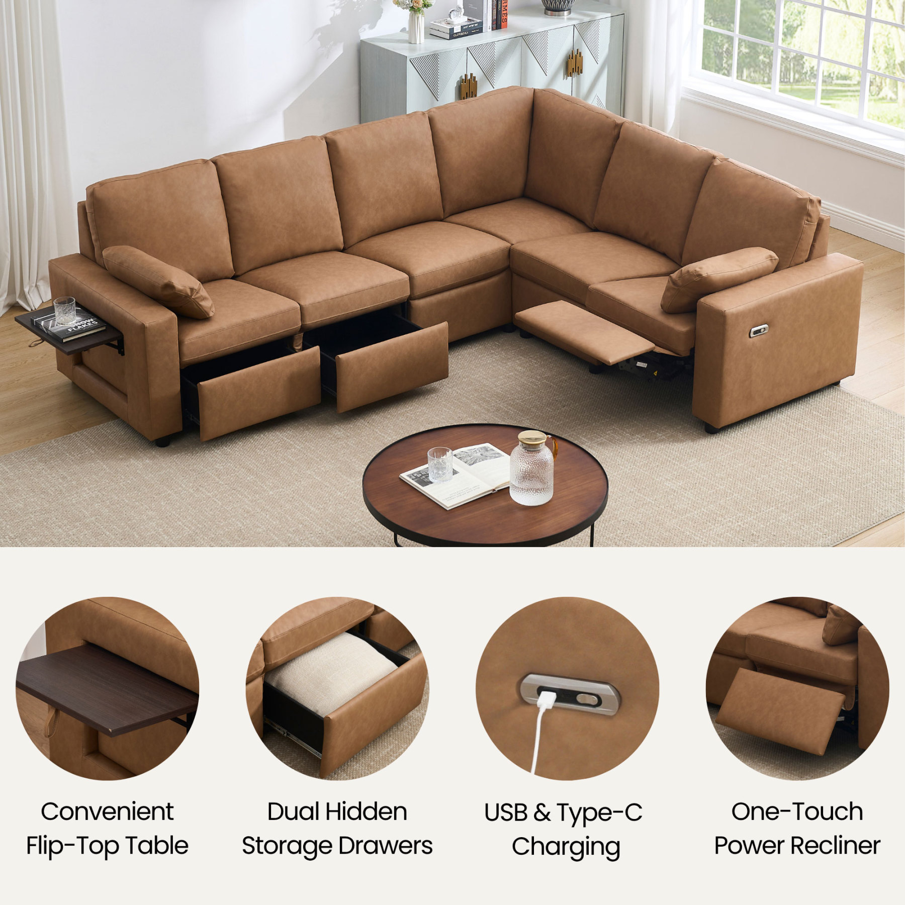 Levi Reclining Sectional Sofa With Storage