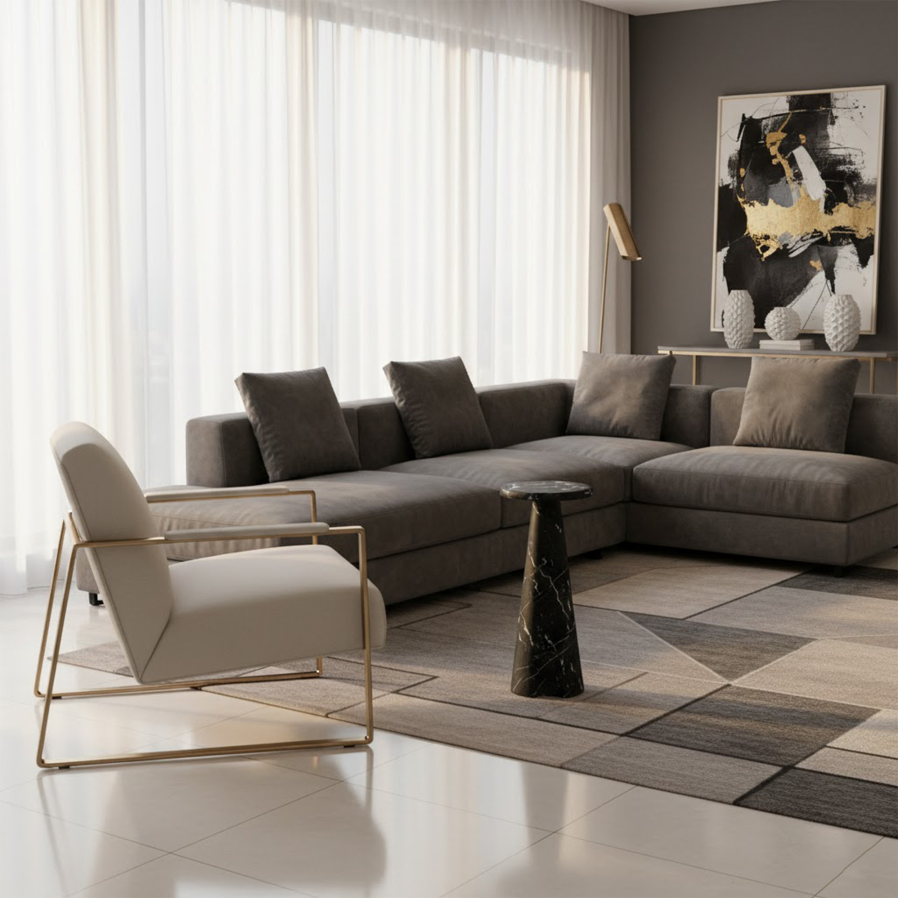 Lauren Cultured Marble Side Table