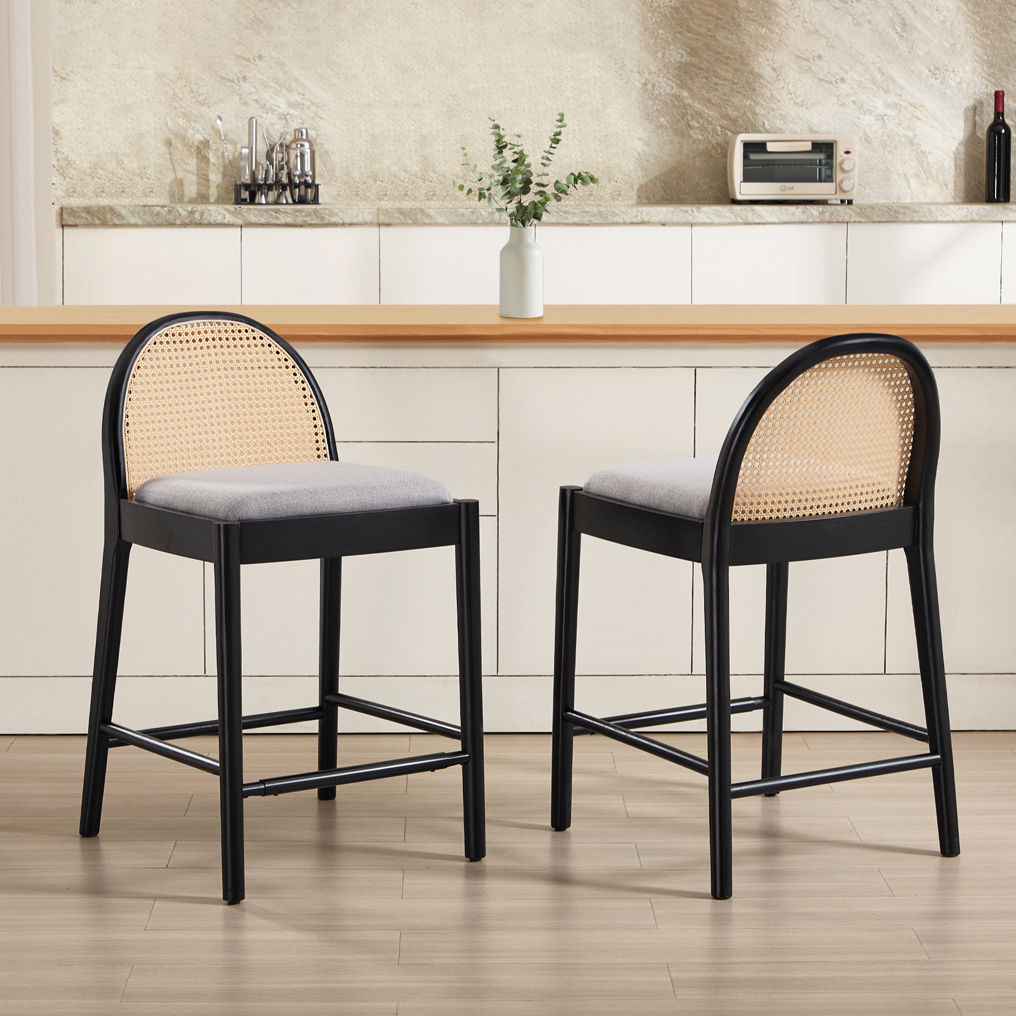 Salem Rattan Bar Stools (Set of 2)