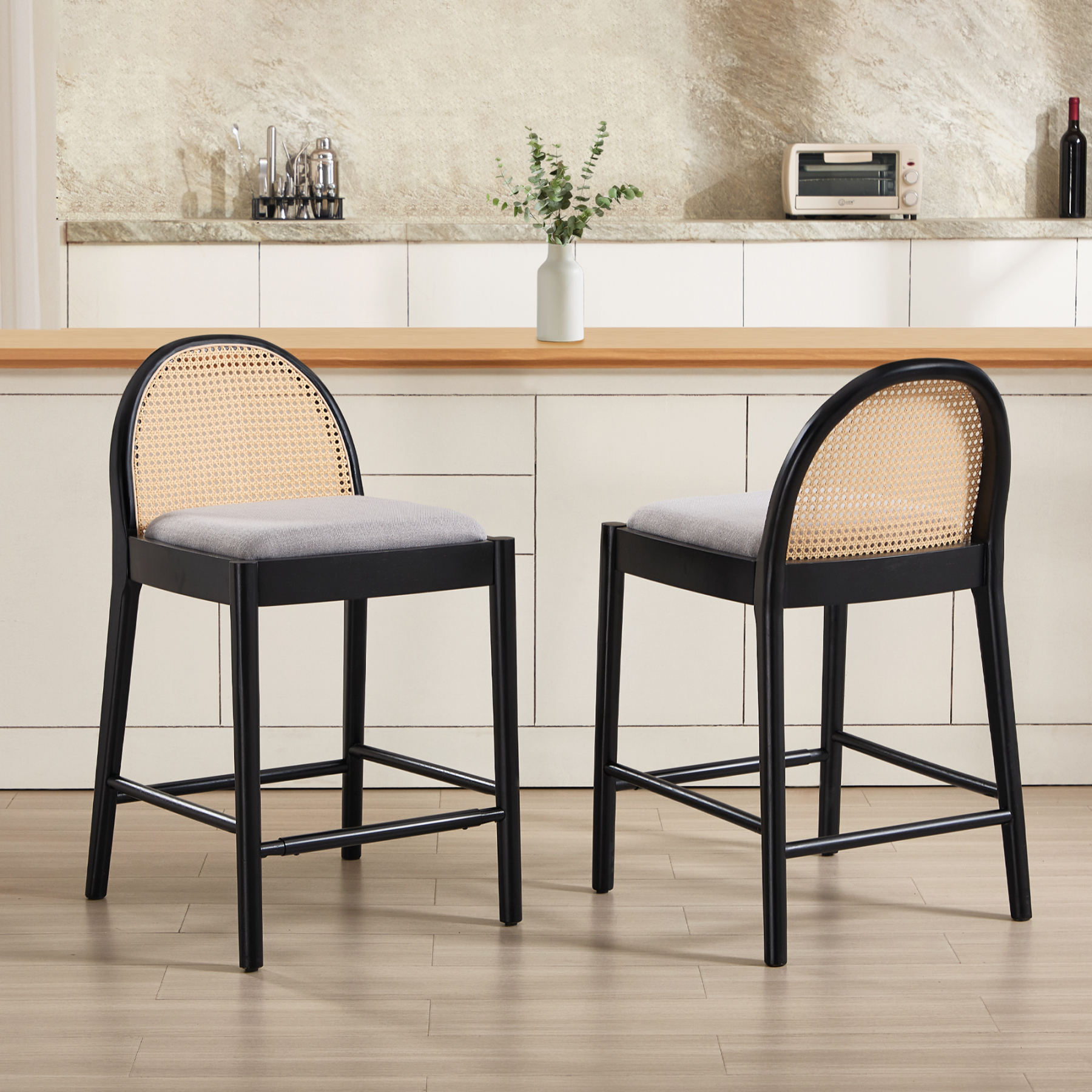 Salem Rattan Bar Stools (Set of 2)