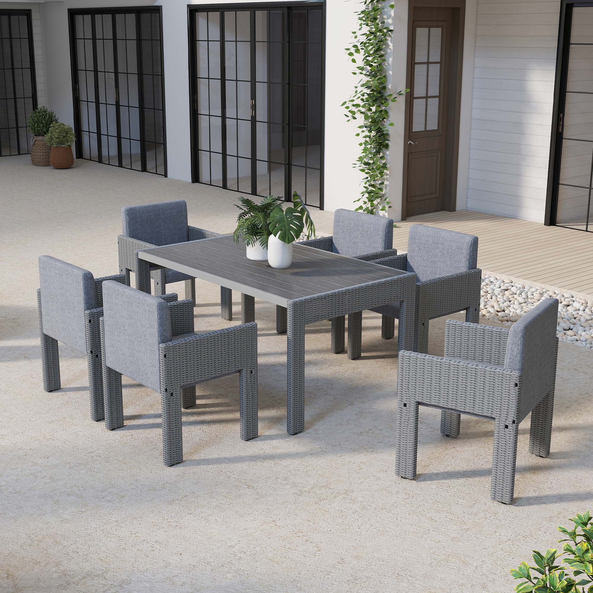Relen Outdoor Dining Set, - Daya Lane