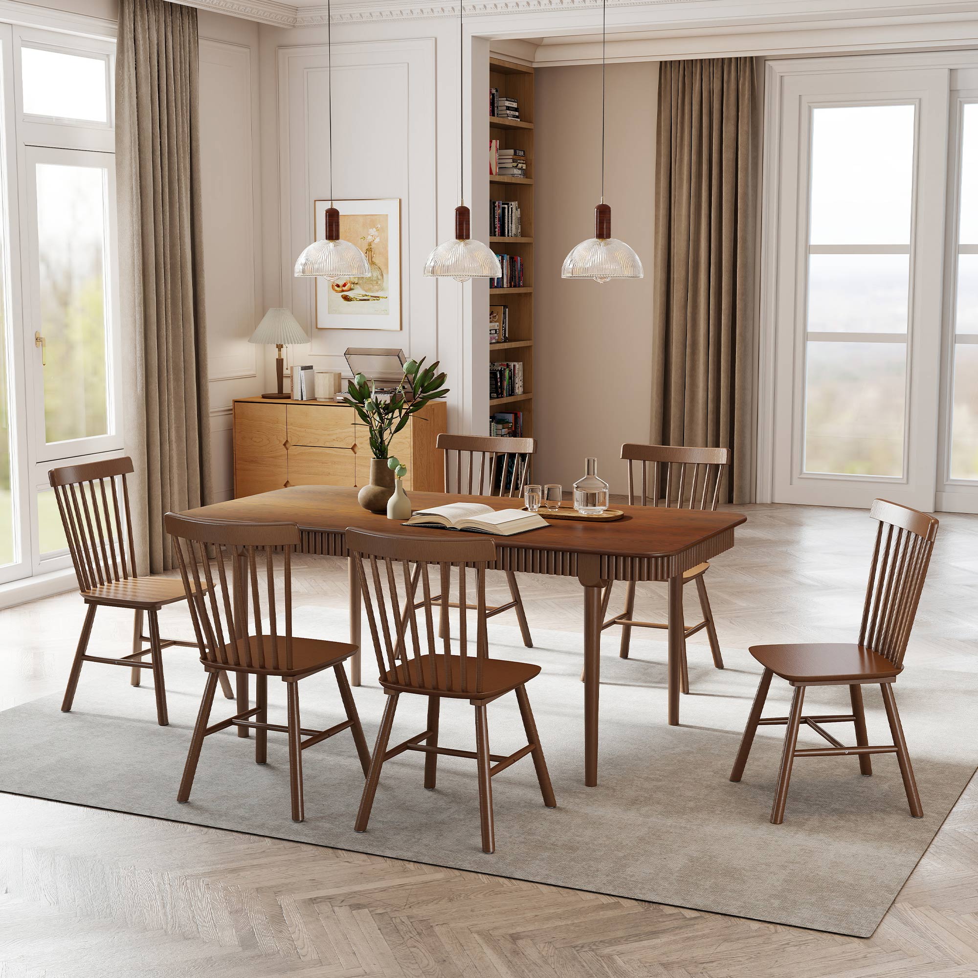 B6  座卓 James 63'' Rectangular Dining Table Set for 4-6 – DAYALANE