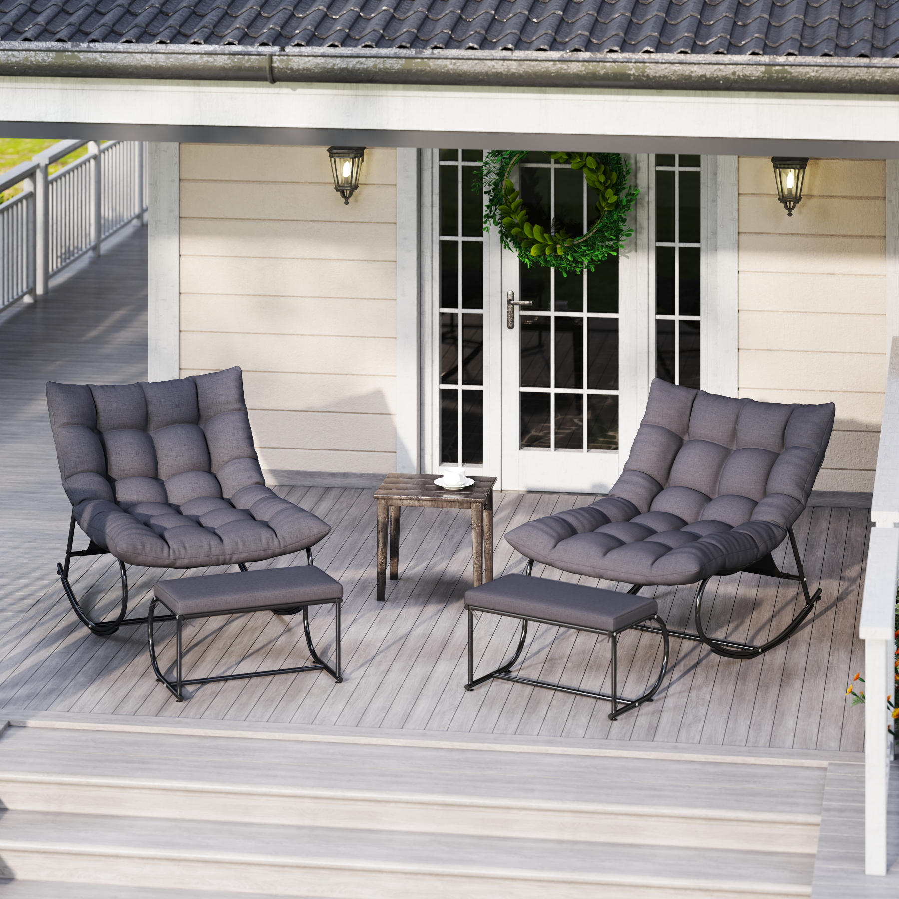 Vincent Outdoor Rocking Chair With Ottoman