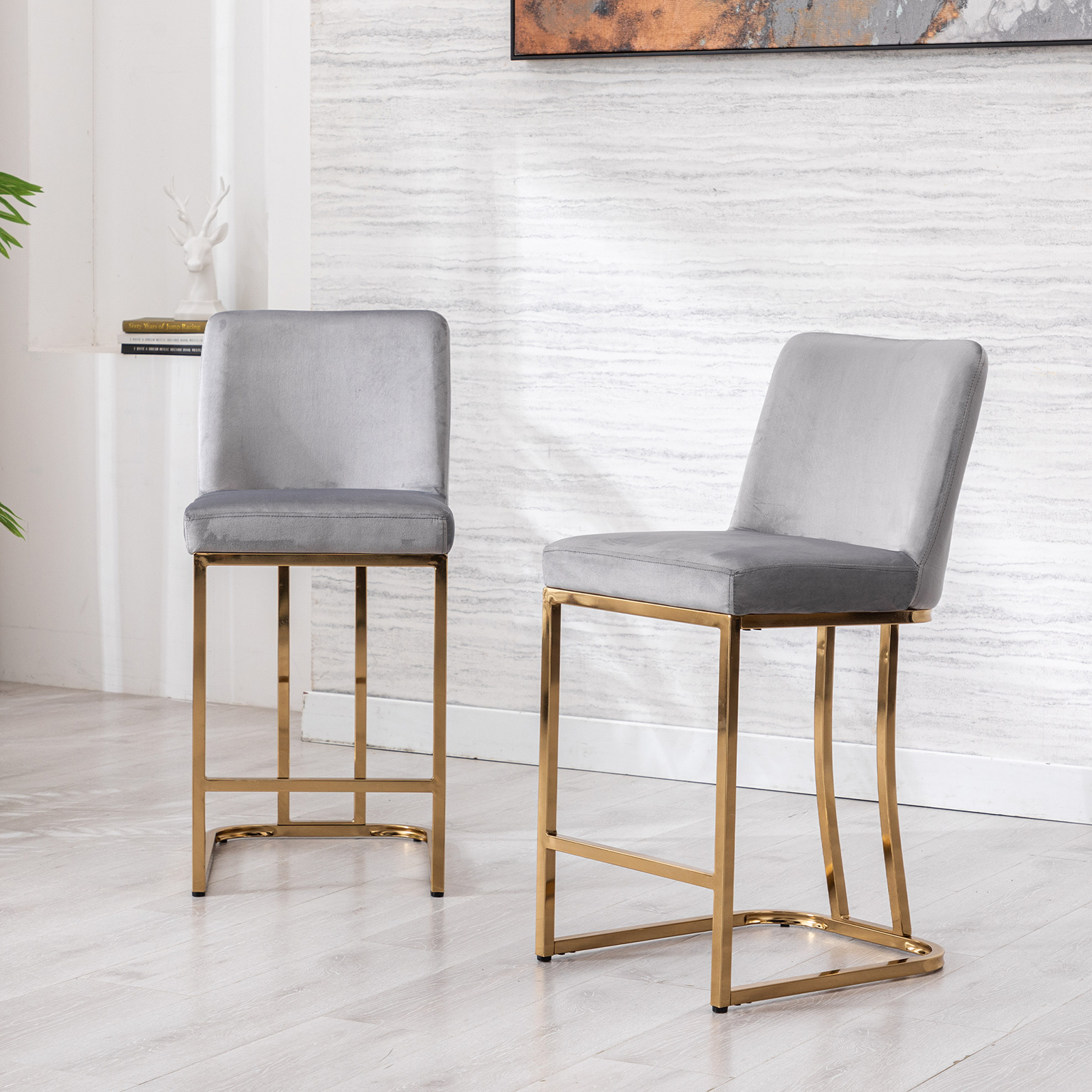 Square Counter & Bar Stools (Set of 2)