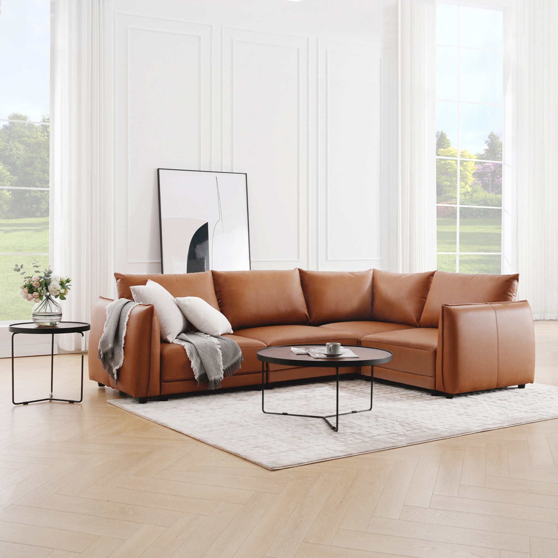 Leen Sectional Sofa - Modern Brown Sofa