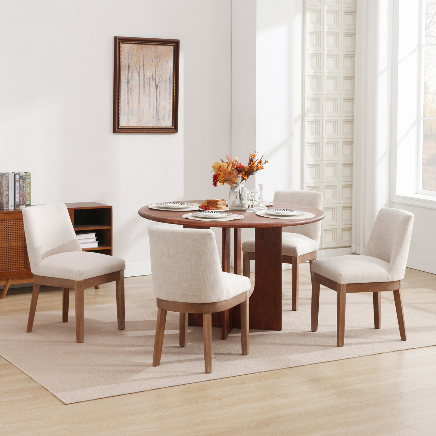 Codie Chairs Dining Set with Wood Modern Farmhouse Kitchen