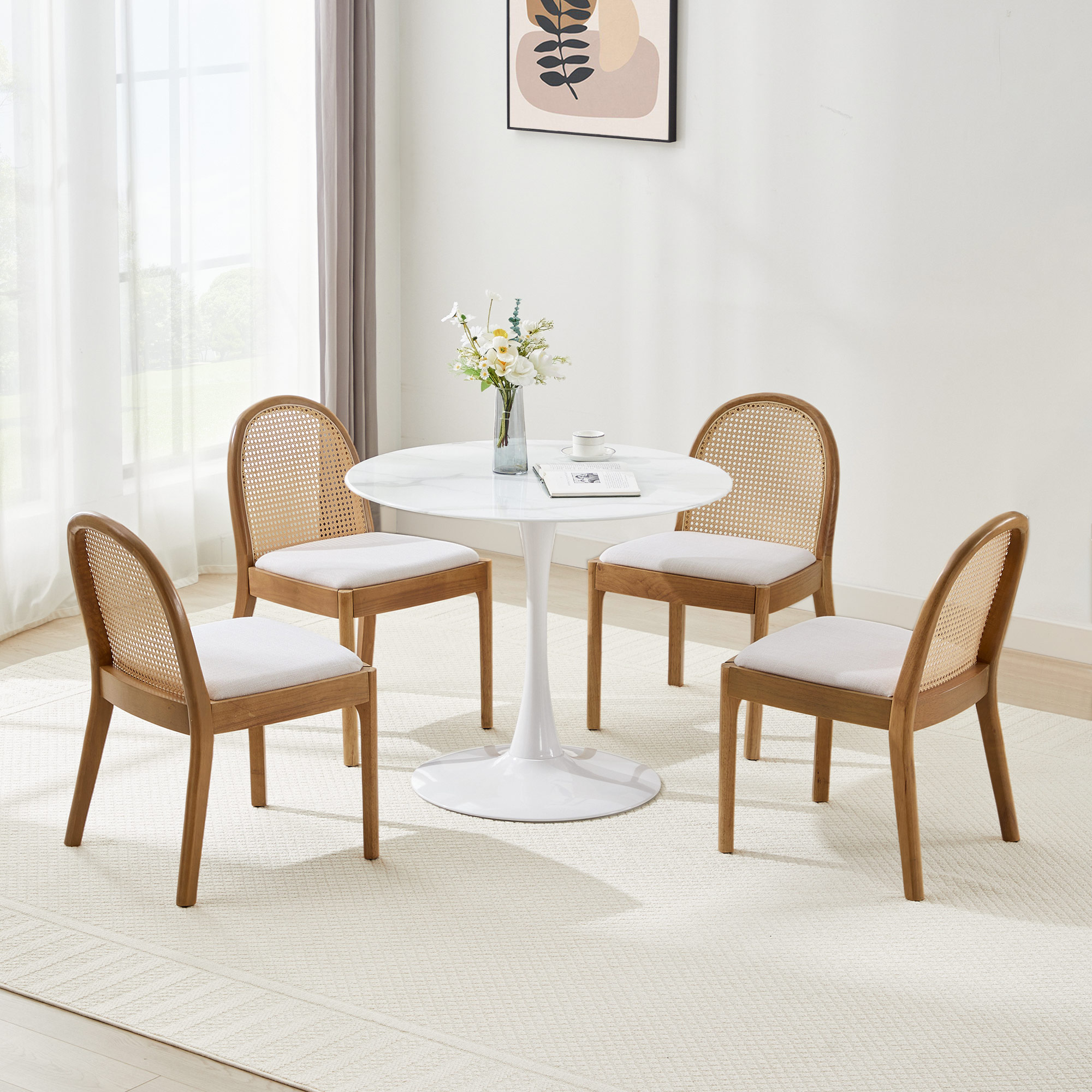 35'' Tulip White Dining Table Set