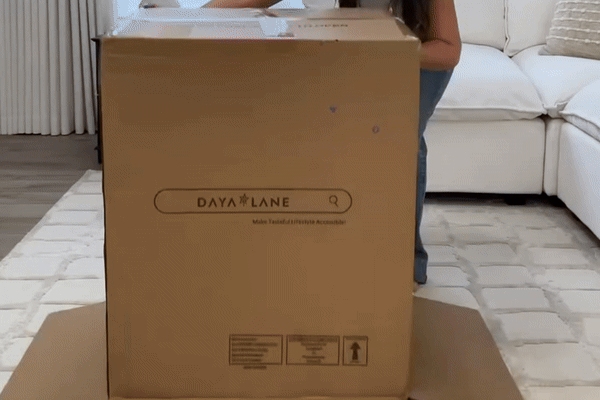 Unboxing a Daya Lane package featuring fully assembled dining chairs for effortless home styling.