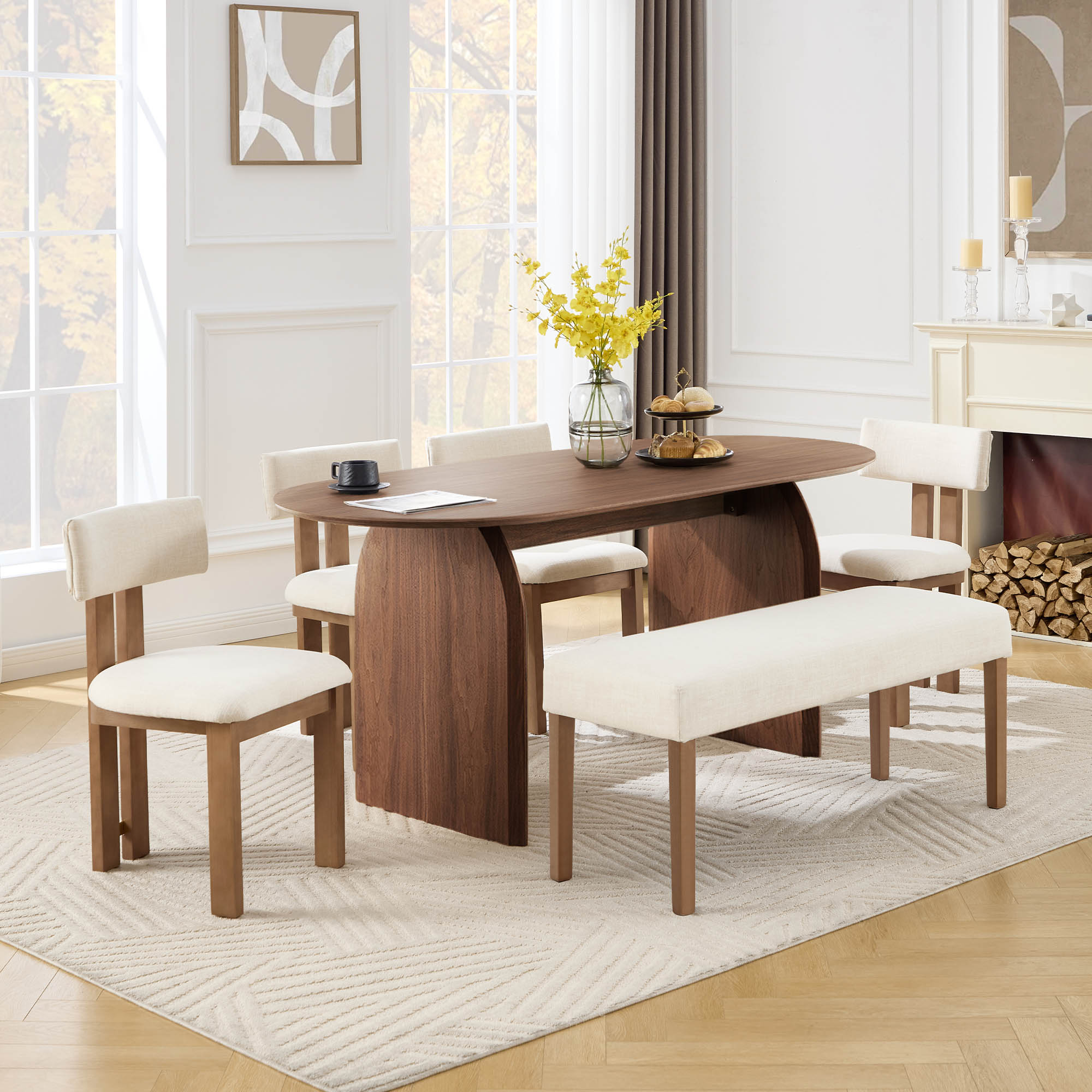 Birch Oval Dining Table Set