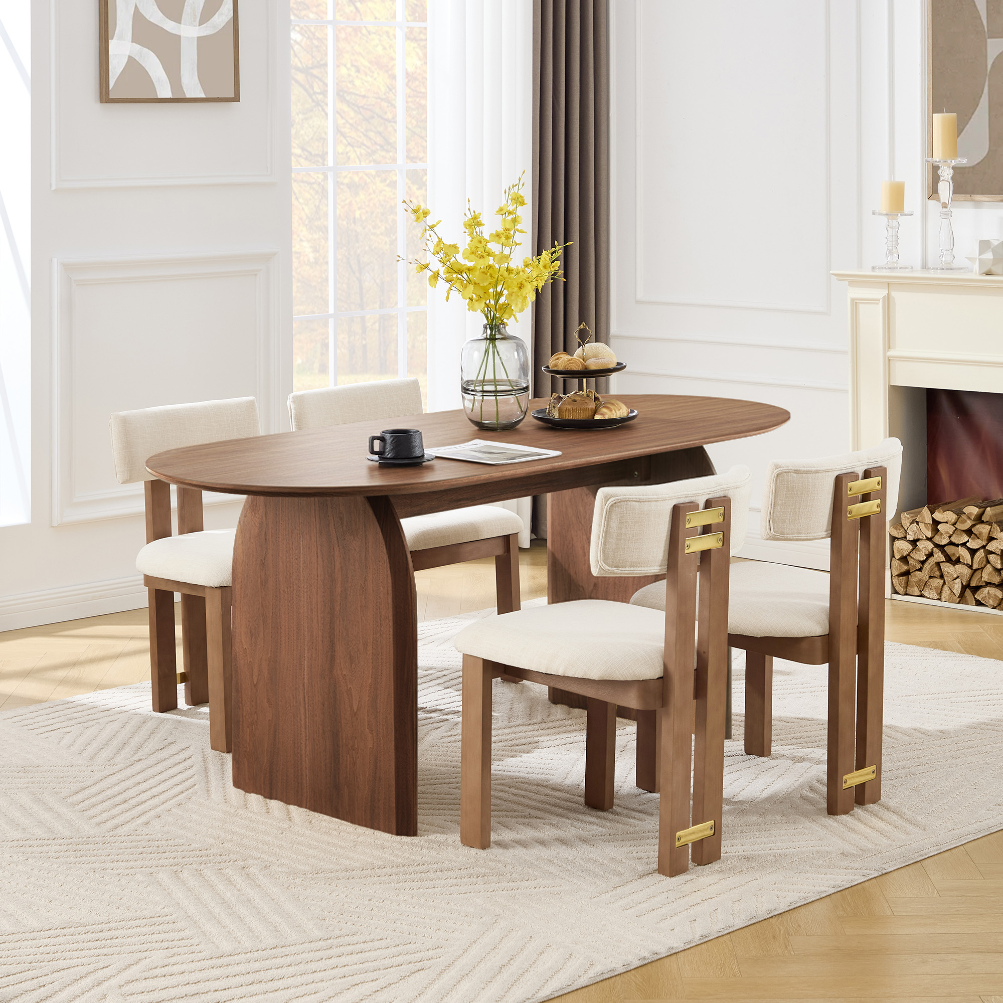Birch Oval Dining Table Set