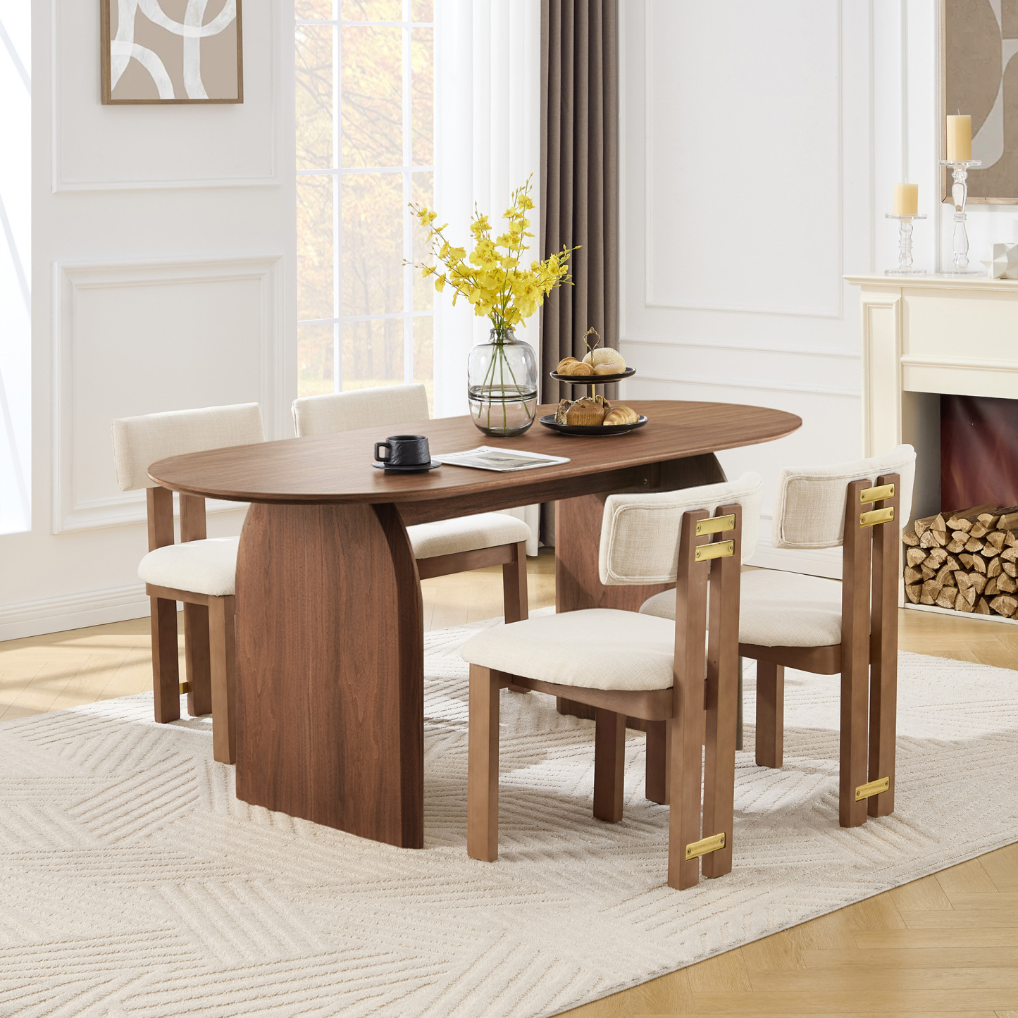 Birch Oval Dining Table Set
