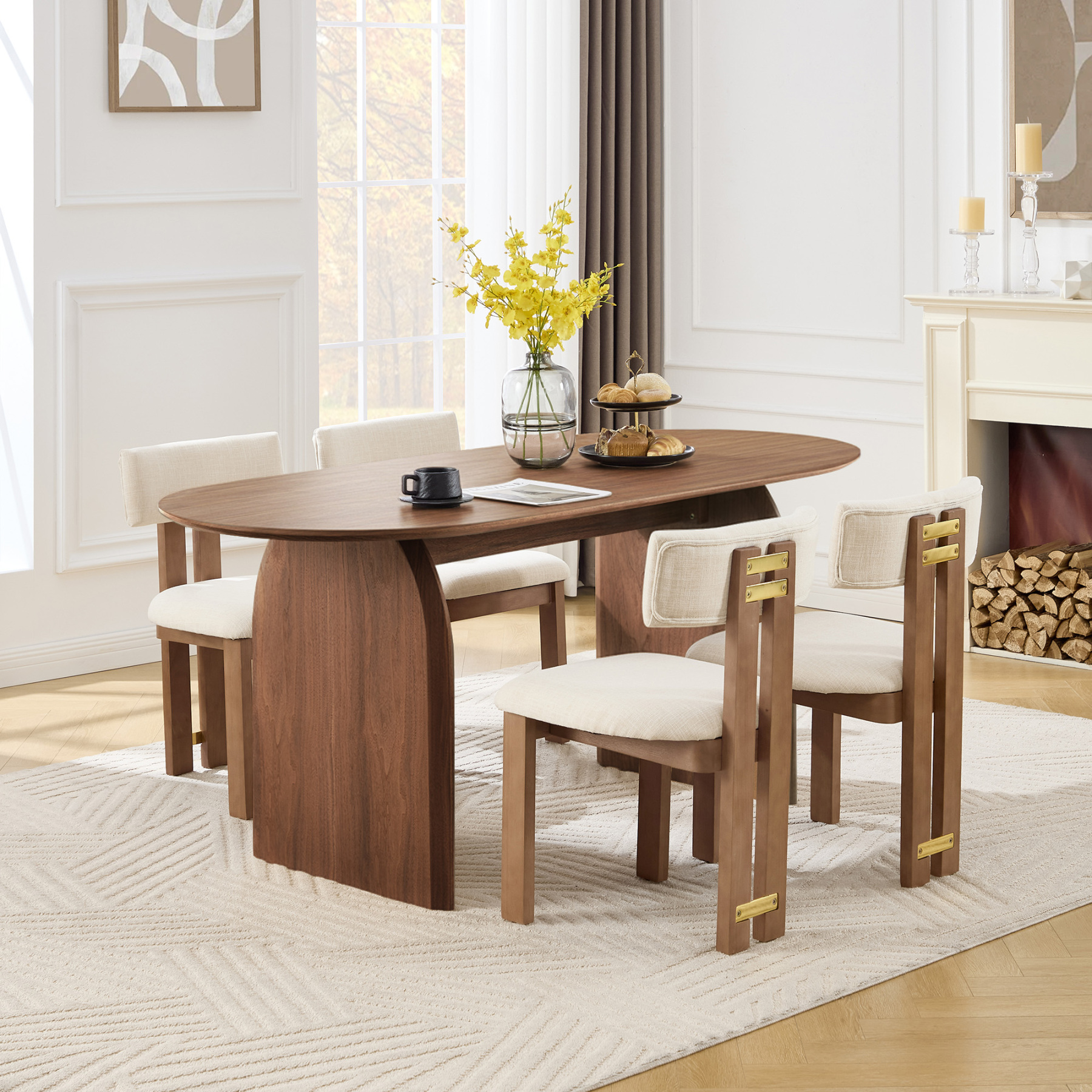 Birch Oval Dining Table Set