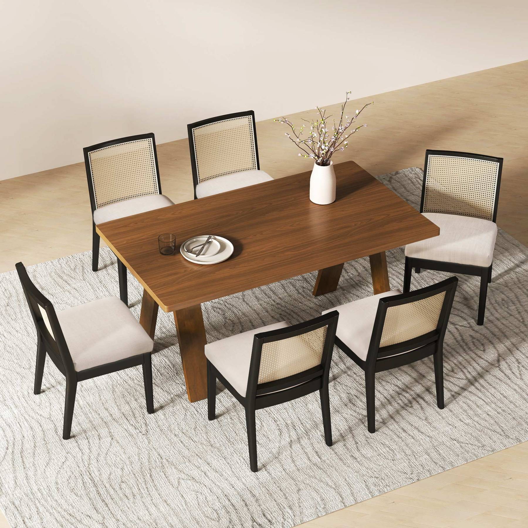 Cross Wooden Dining Table Set