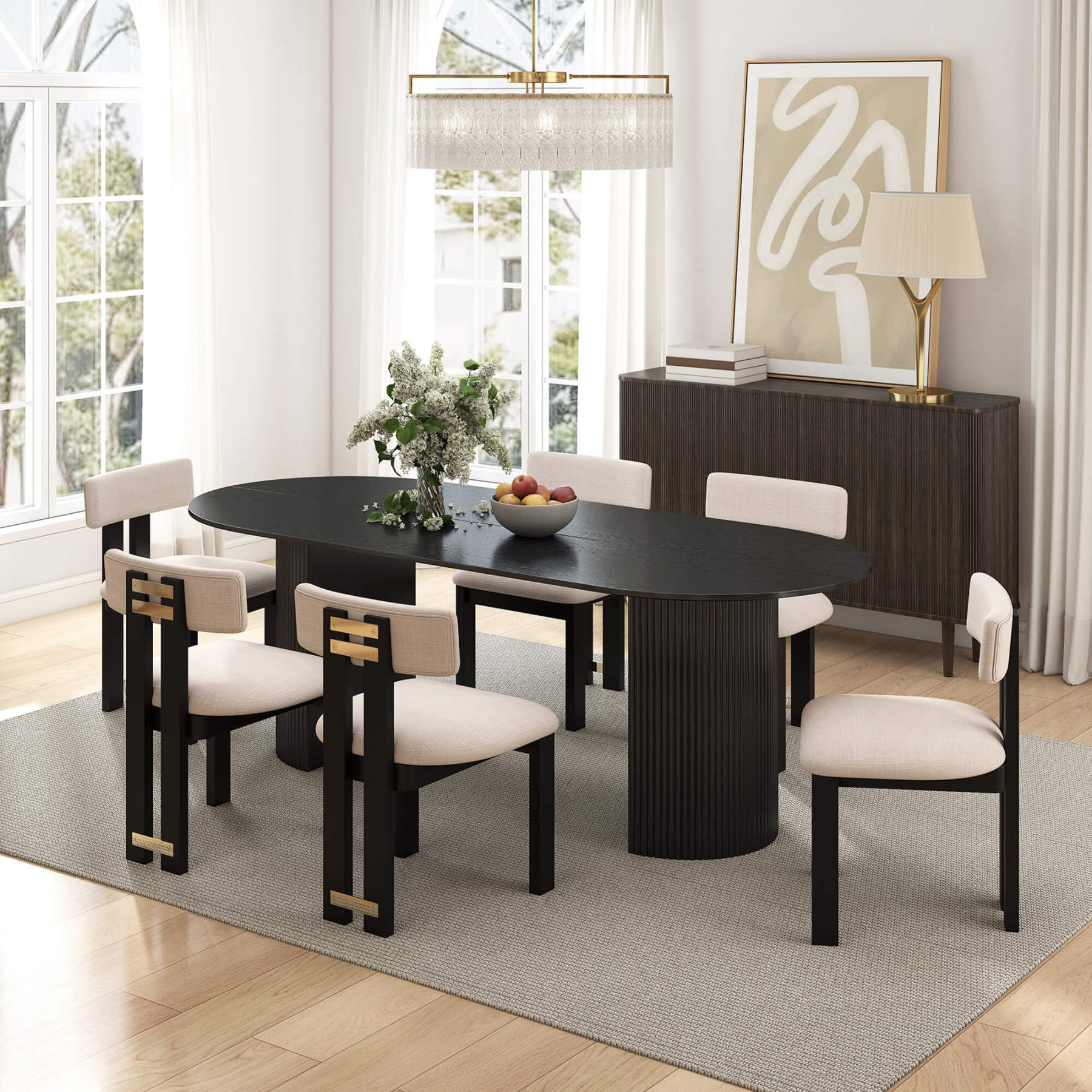 Mateo Oval Dining Table With Payson Chairs Set