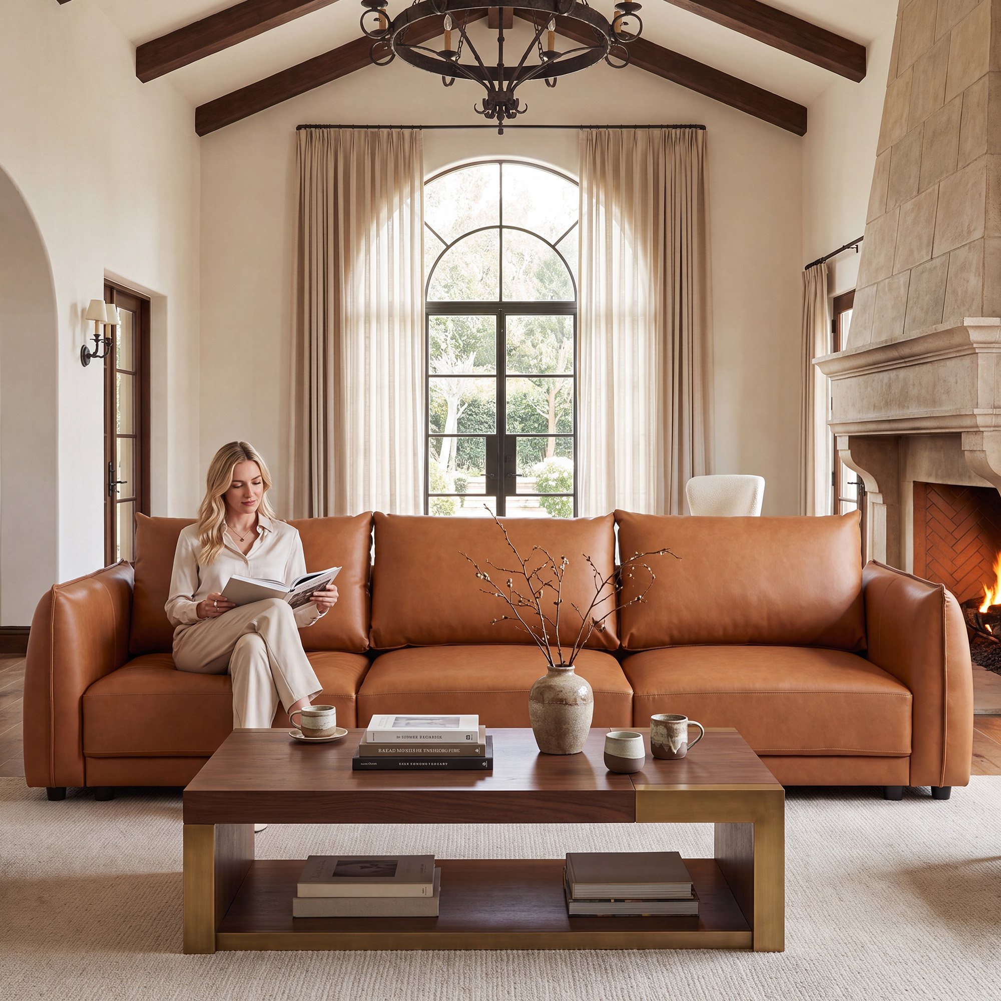 Leen Sectional Sofa - Modern Brown Sofa