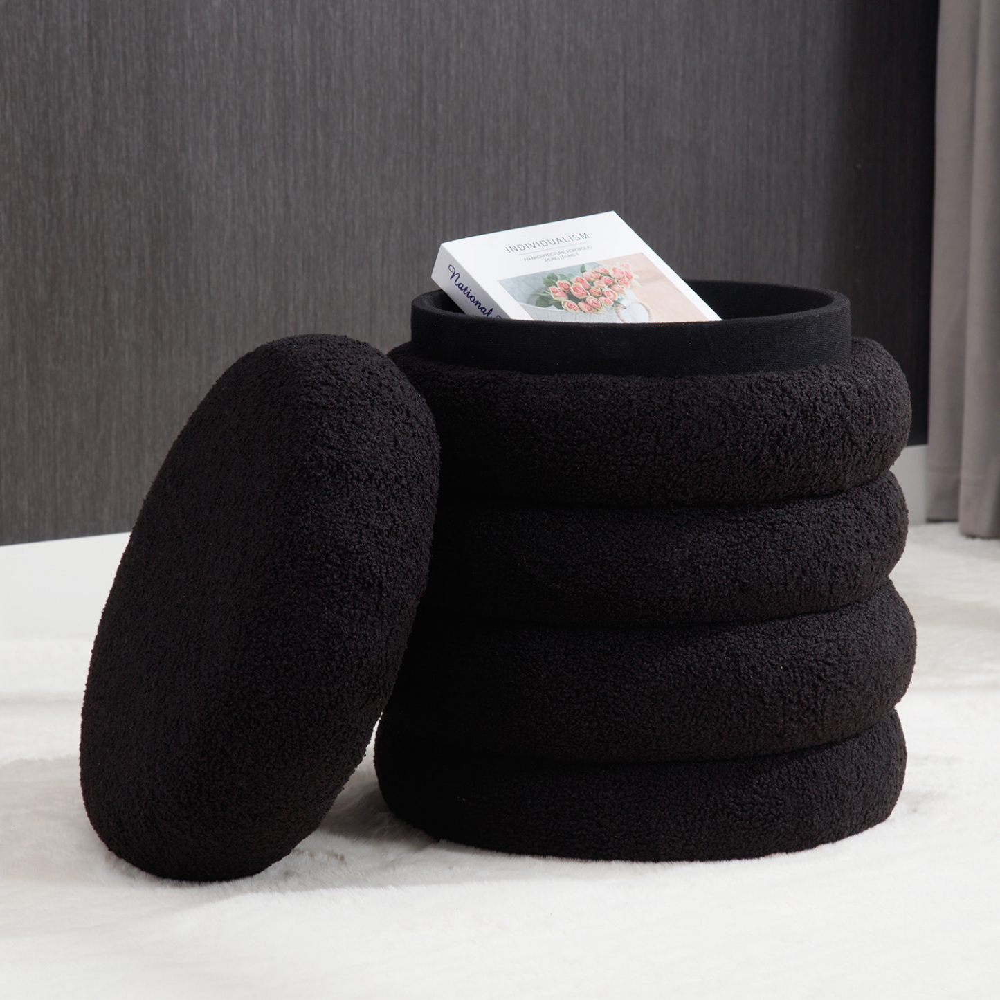 Teddy 15'' Round Storage Ottoman Bench