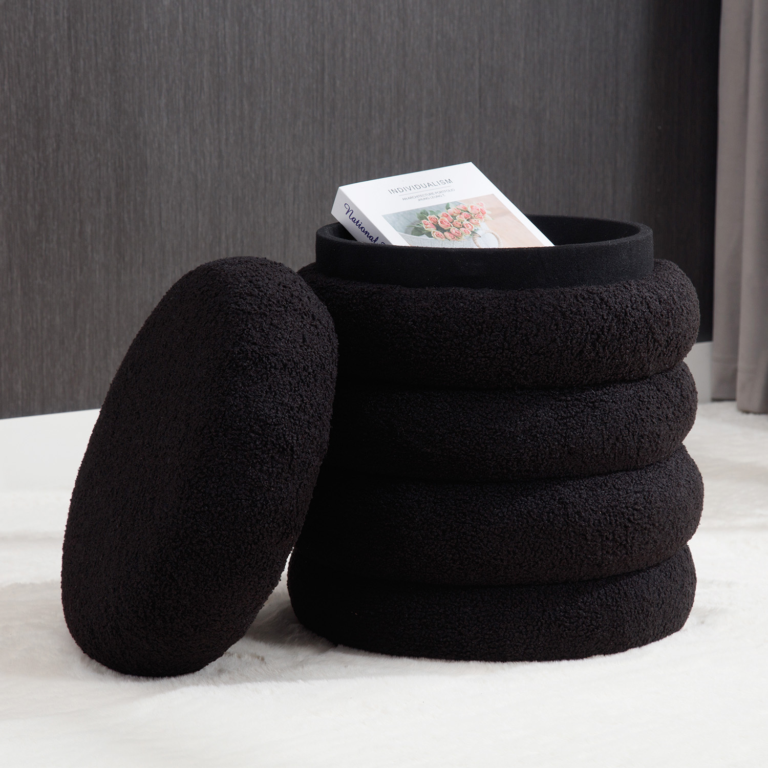 Teddy 15'' Round Storage Ottoman Bench