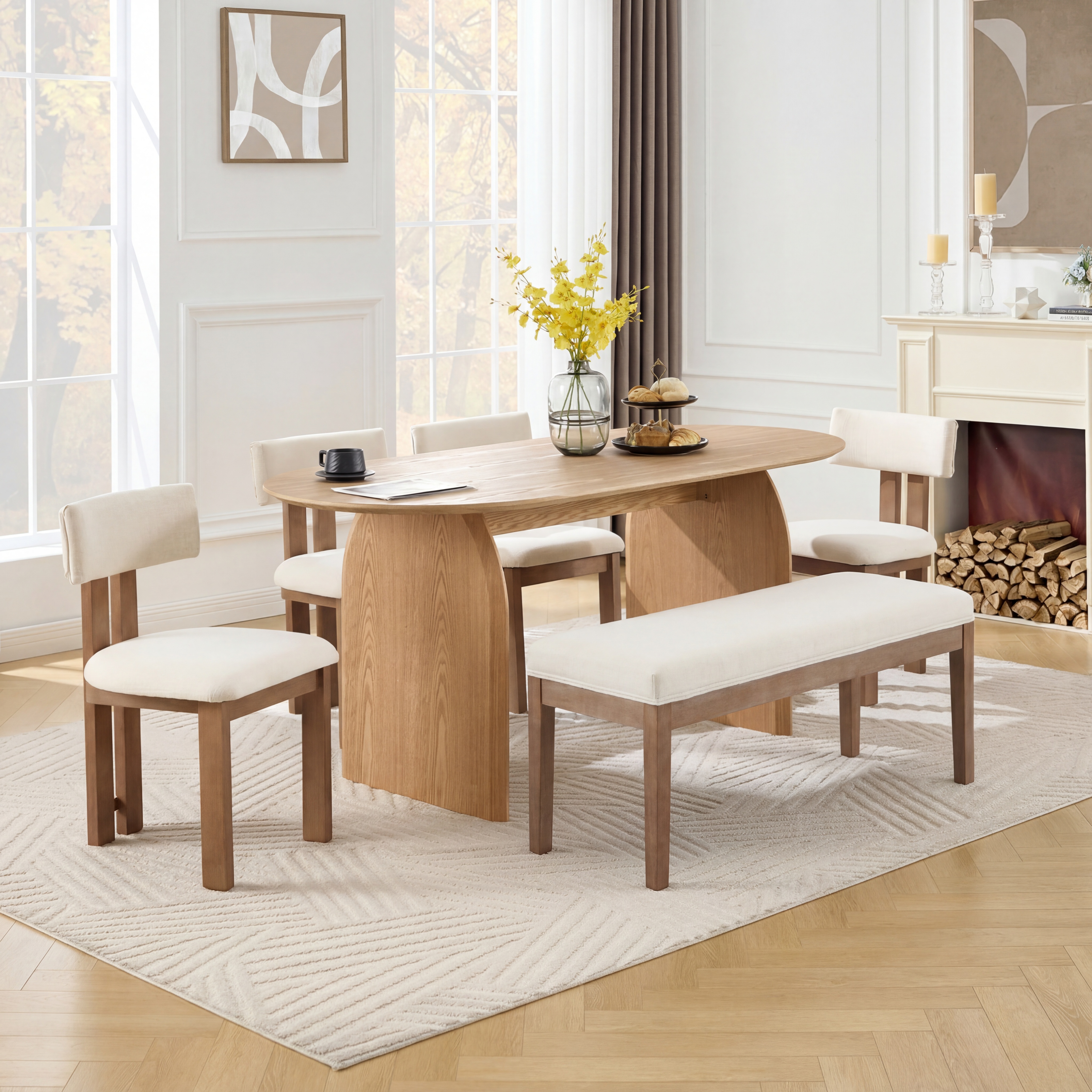 Birch Oval Dining Table Set