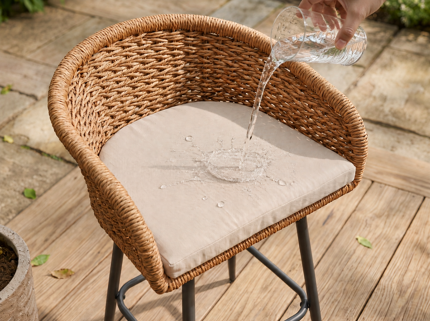 Removable seat and back cushions on the mid-century lounge chair