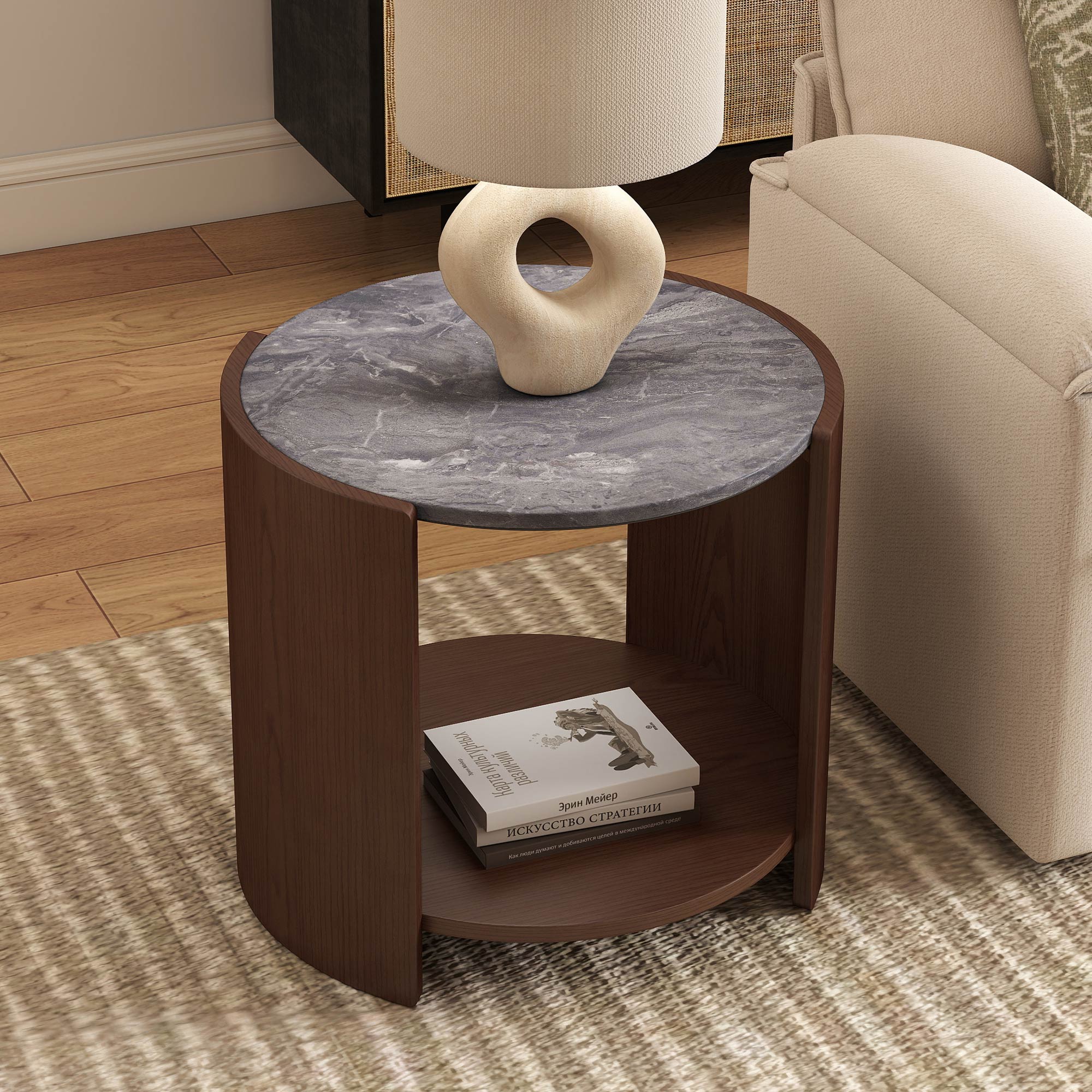 Gia Cultured Marble Side Table