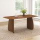 modern solid wood dining chairs paired with a rectangular walnut dining table in a bright minimalist dining room
