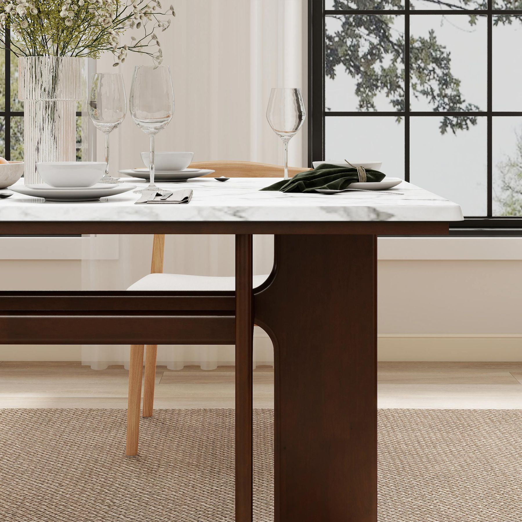 Alex 63'' Rectangle Dining Table Set For 4-6