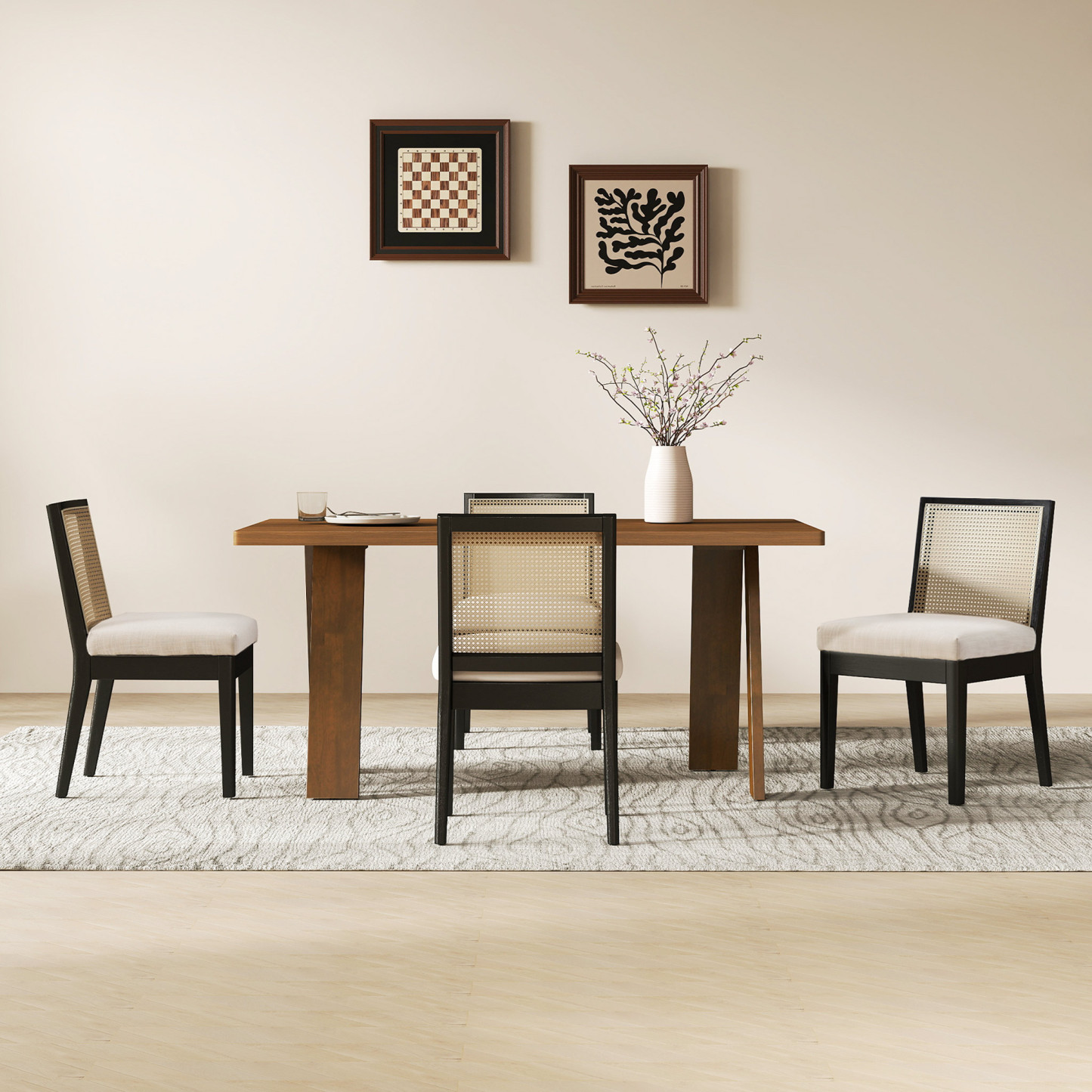 Cross Wooden Dining Table Set