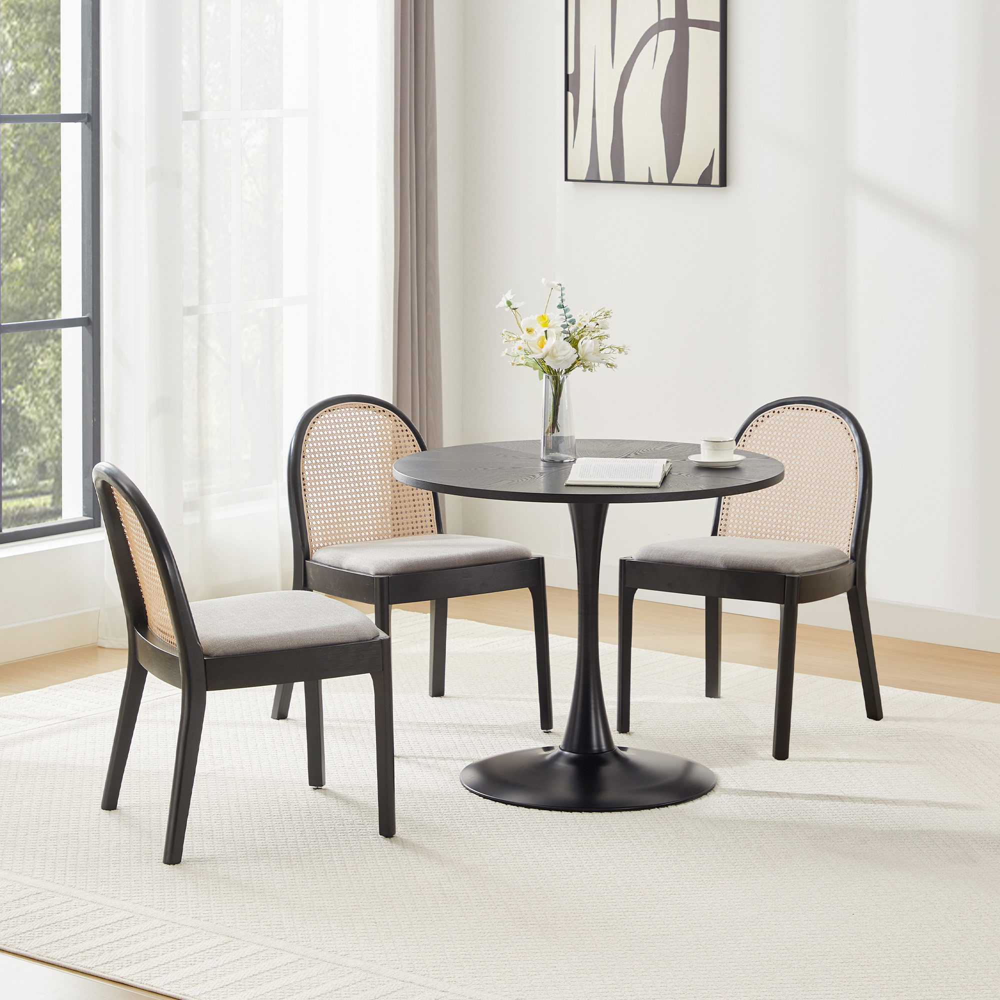35'' Tulip Black Dining Table Set