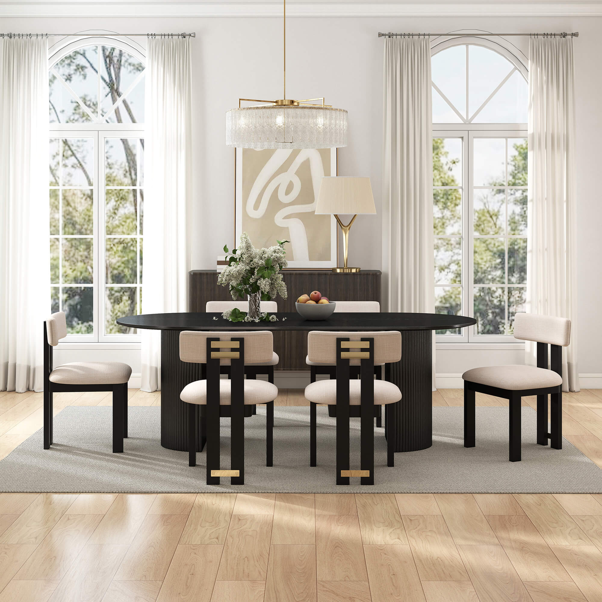 Mateo Oval Dining Table With Payson Chairs Set