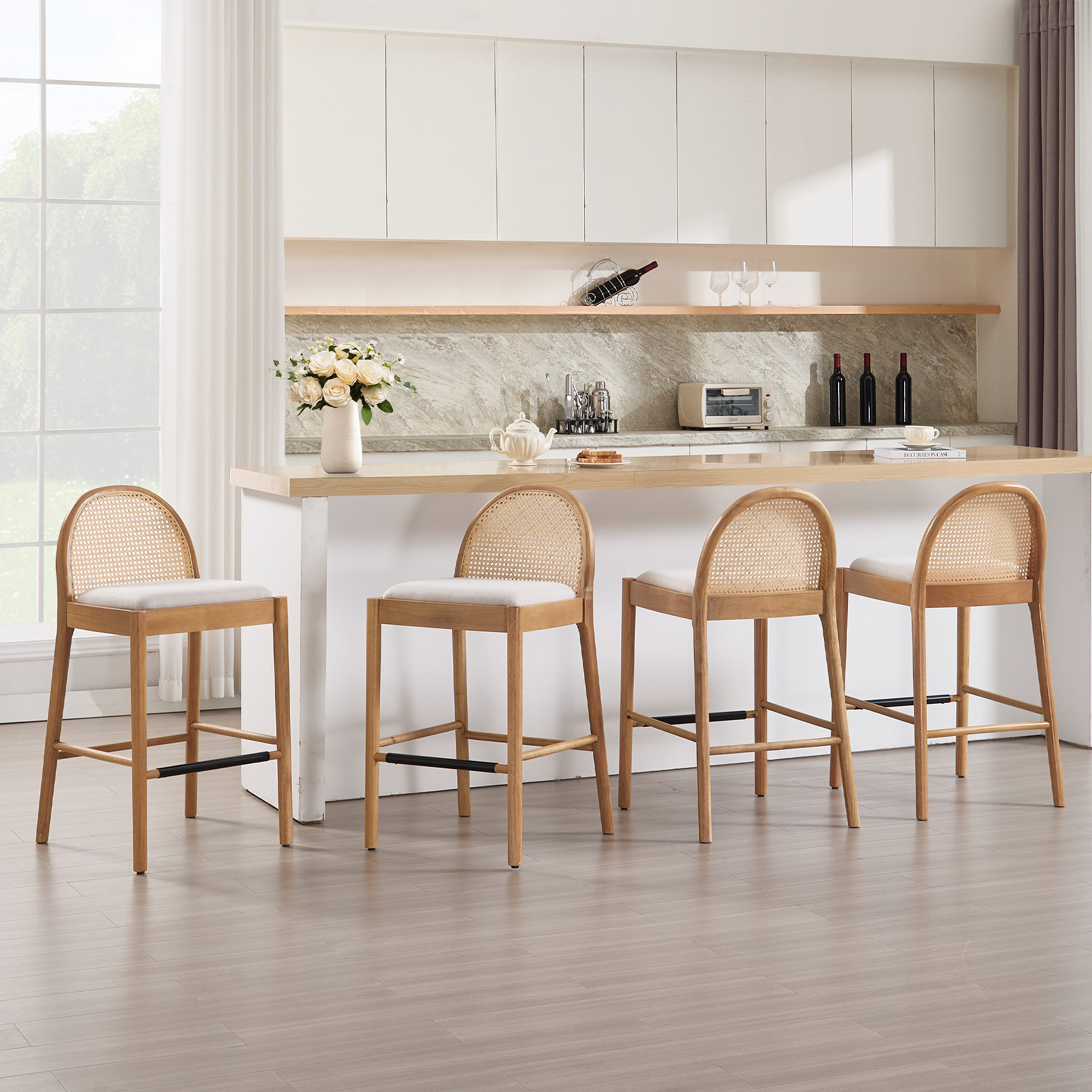 Salem Rattan Bar Stools (Set of 2)