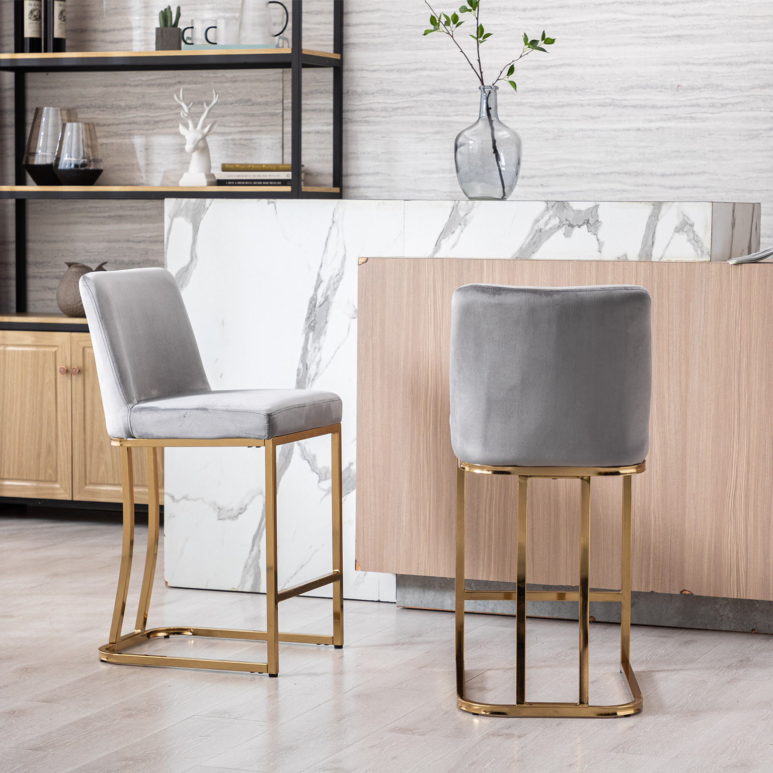 Square Counter & Bar Stools (Set of 2)