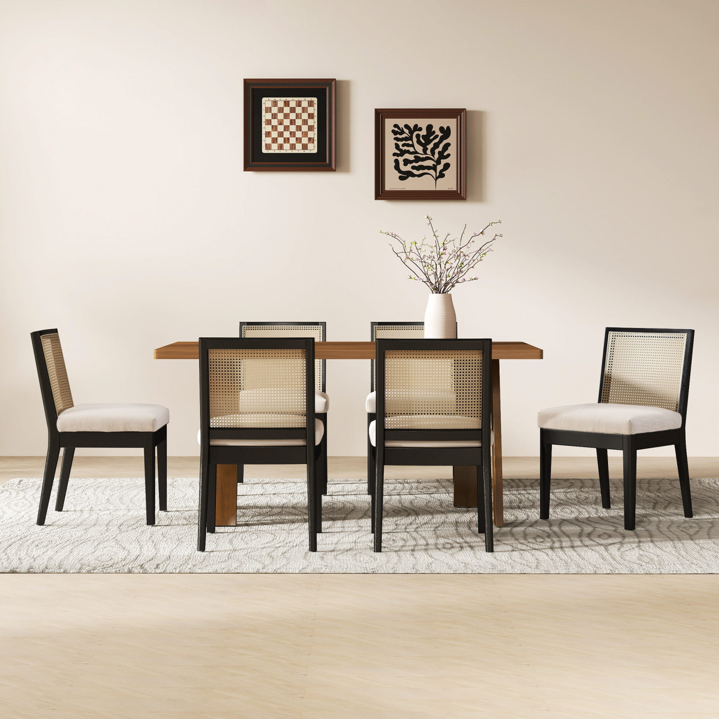 Cross Wooden Dining Table Set