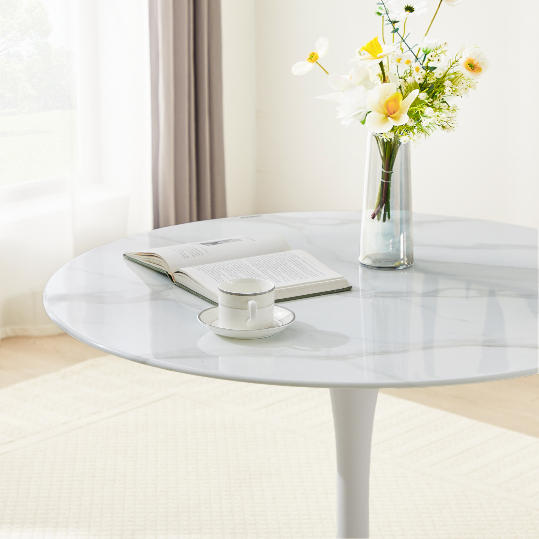35'' Tulip White Dining Table Set