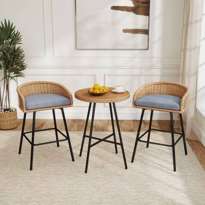 Neil Outdoor Cane Bar Stools Set