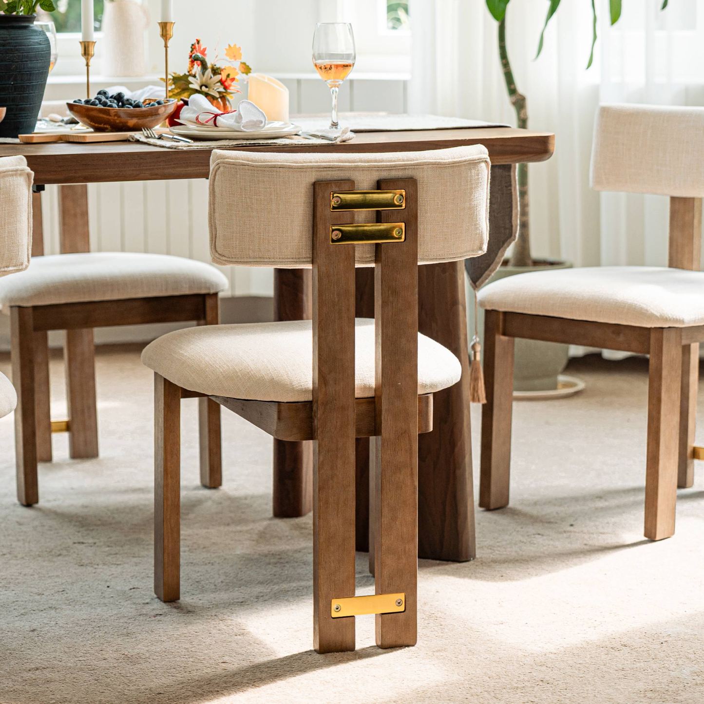 Leon 63'' Wooden Dining Table Set