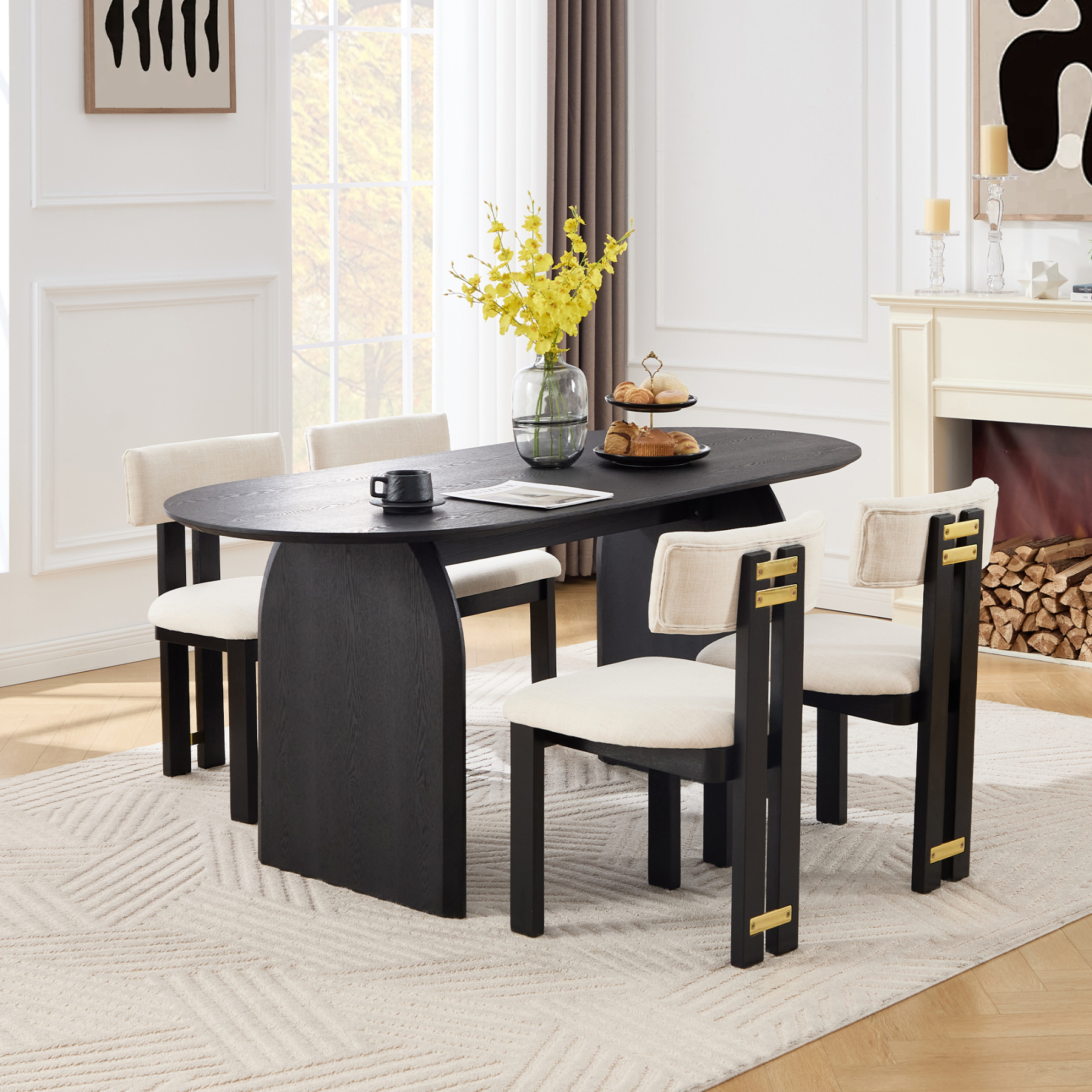 Birch Oval Dining Table Set