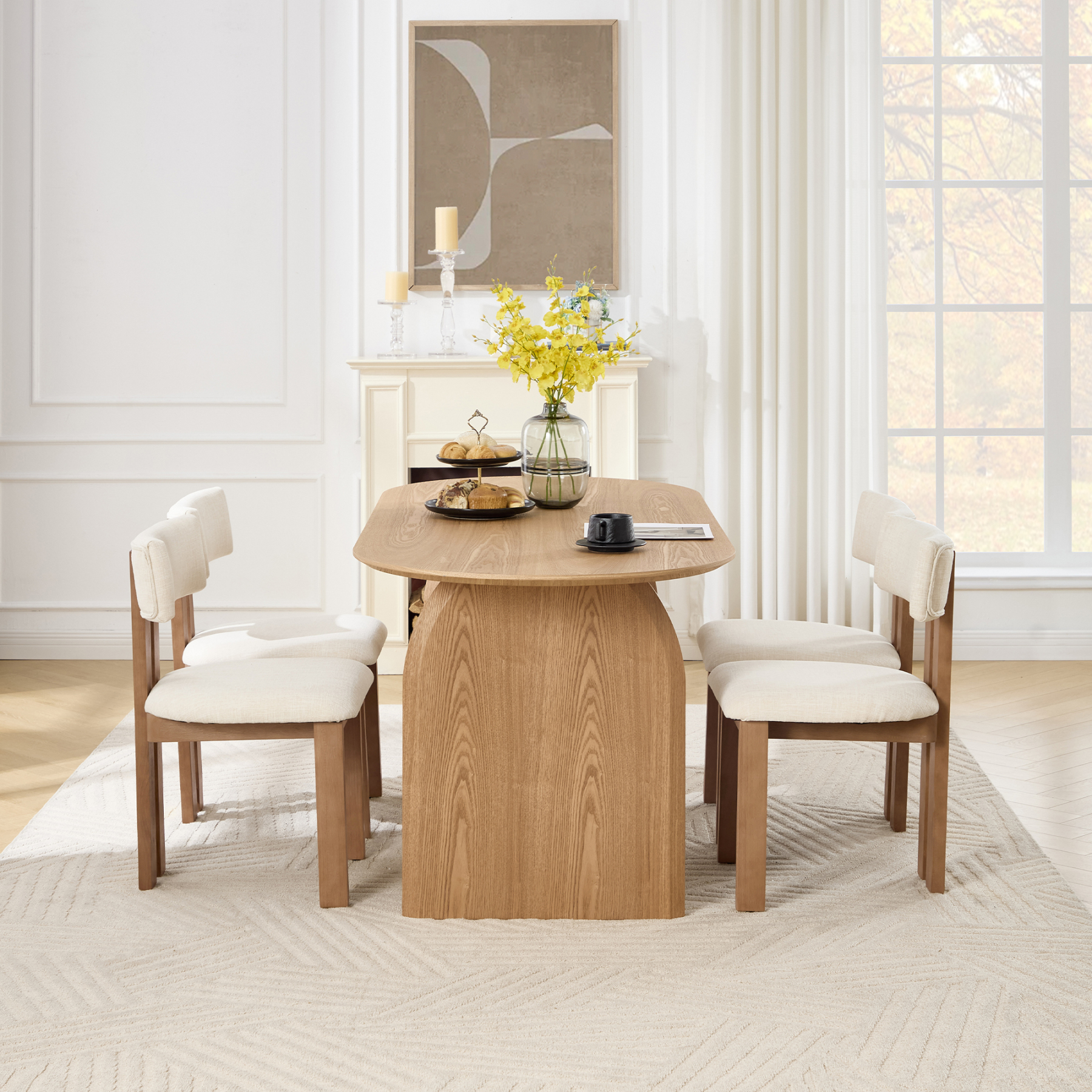 Birch Oval Dining Table Set