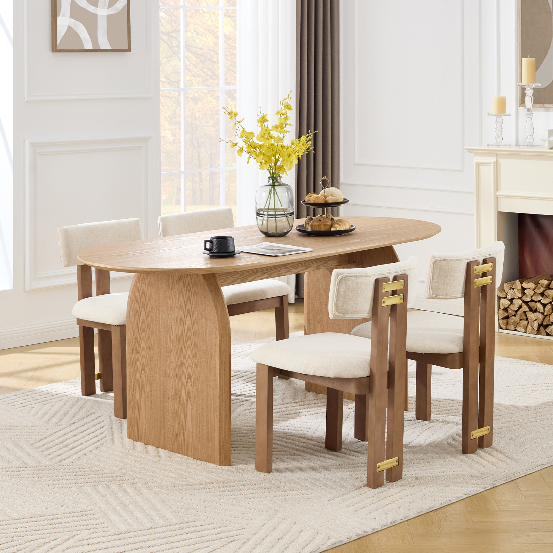 Birch Oval Dining Table Set
