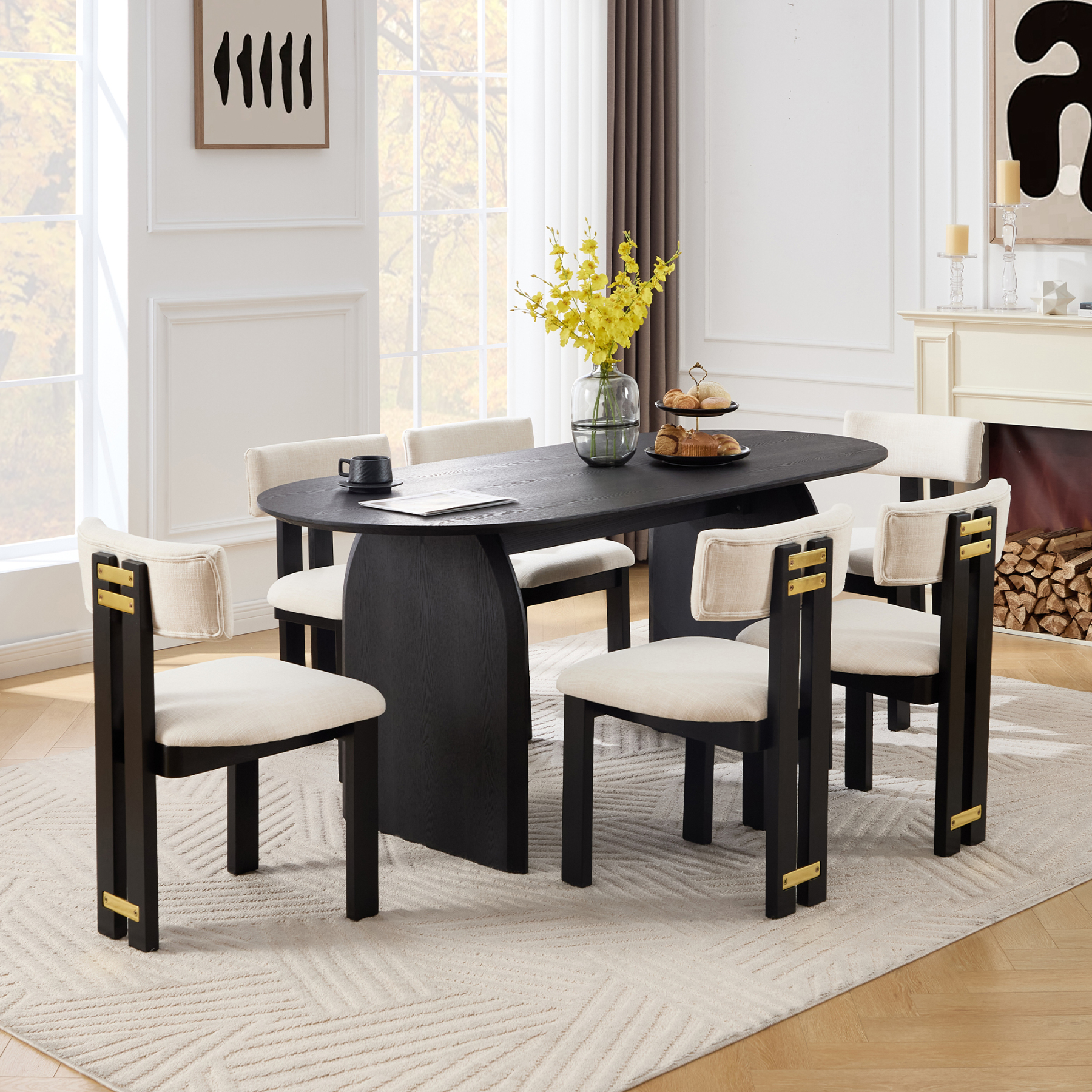 Birch Oval Dining Table Set