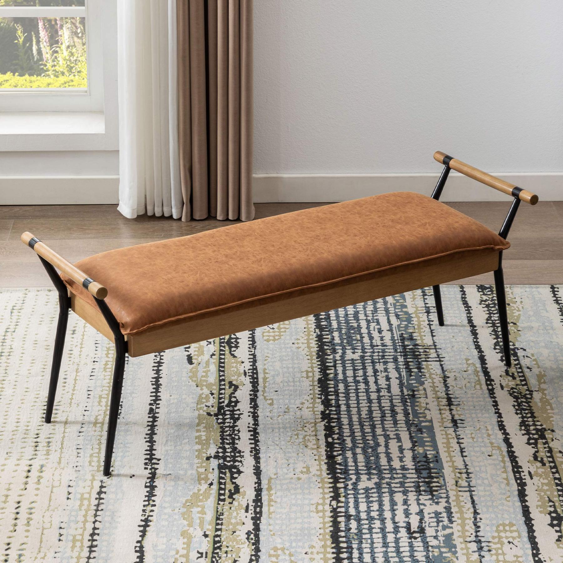 Alvin Upholstered Bench wood dining bench for kitchen living