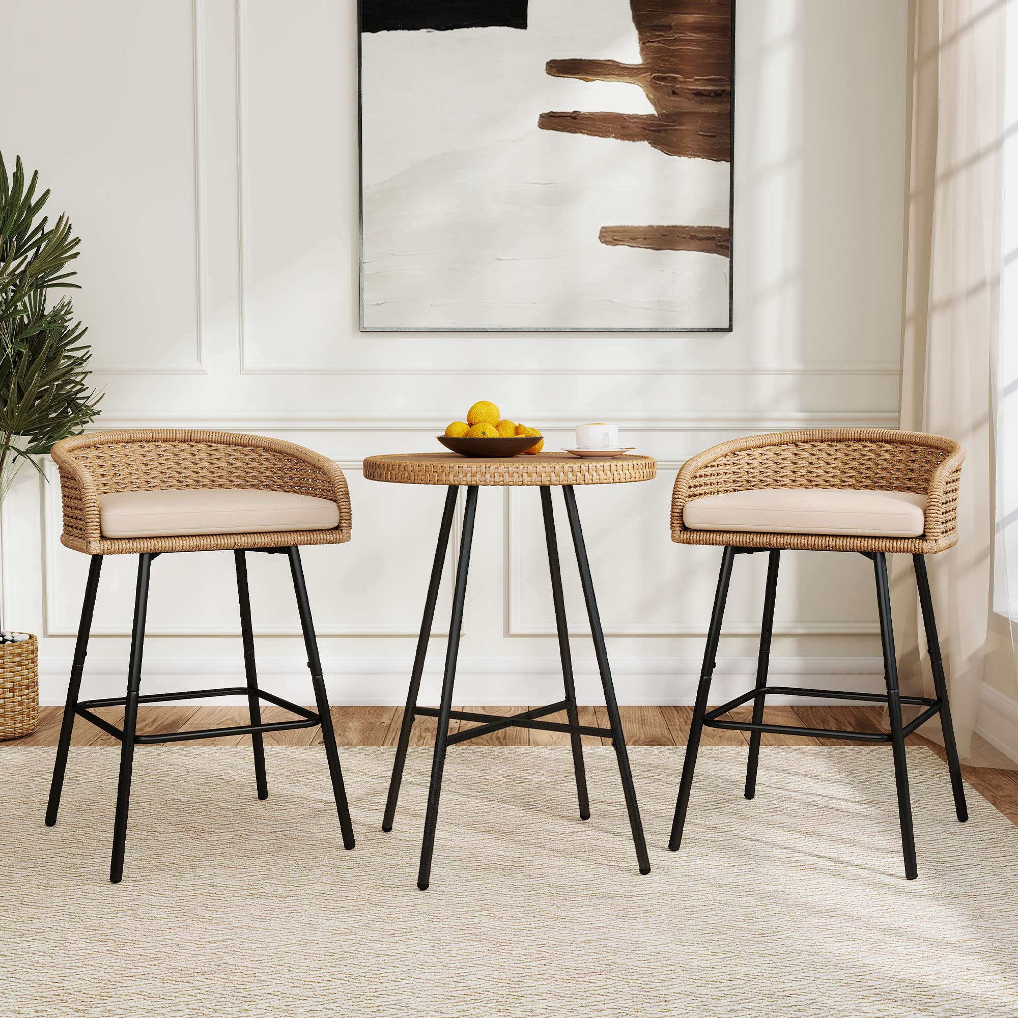 Neil Outdoor Cane Bar Stools Set – DAYALANE