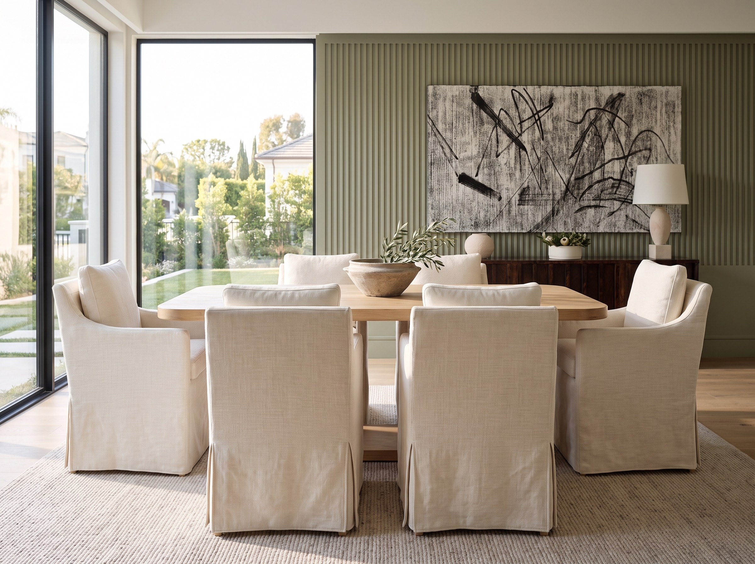 Plush seat and back cushions filled with soy-based polyfoam and fiber