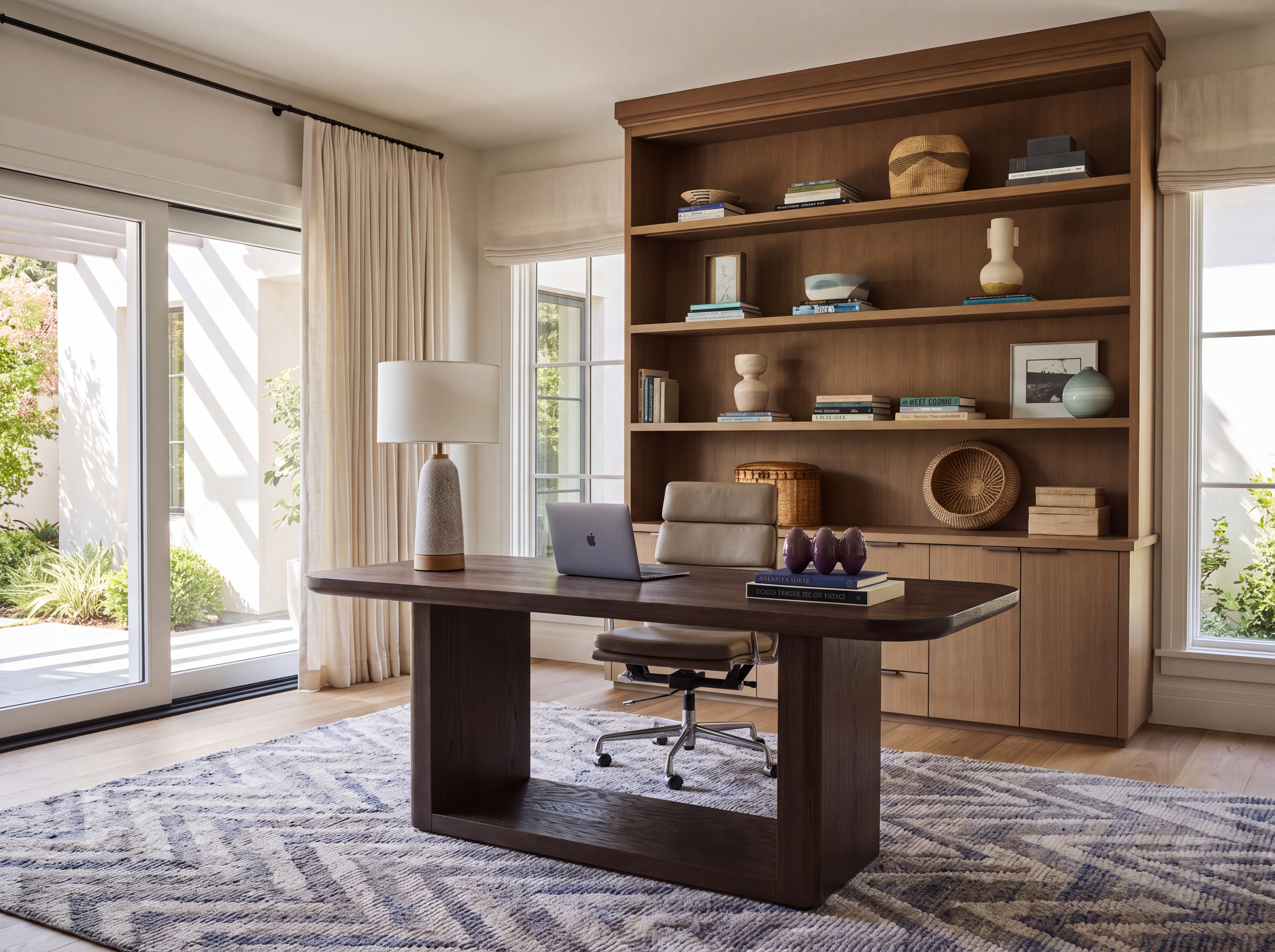 Mid-century lounge chair paired with a matching ottoman
