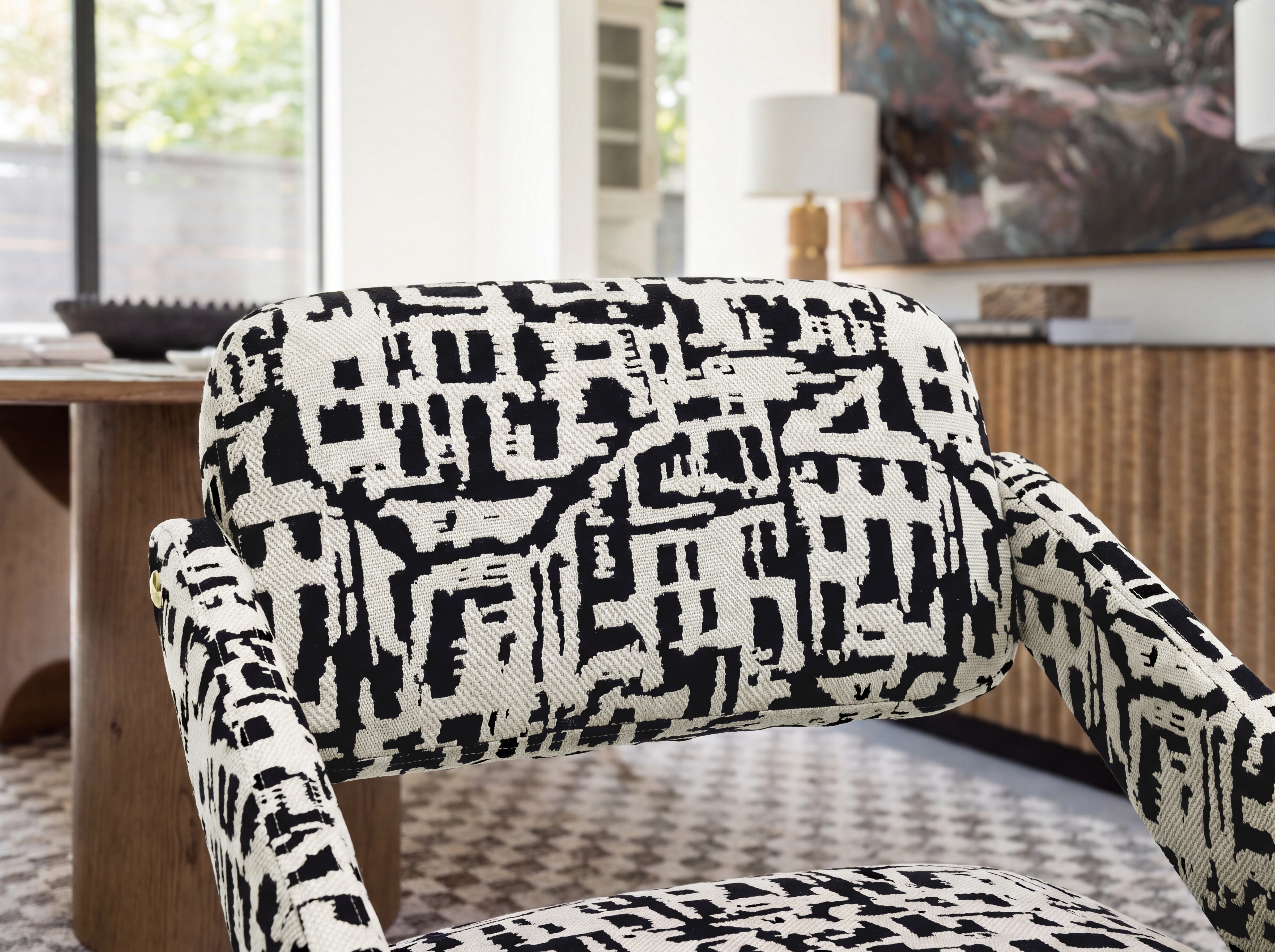 Removable seat and back cushions on the mid-century lounge chair