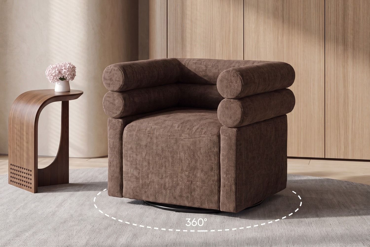 Removable seat and back cushions on the mid-century lounge chair