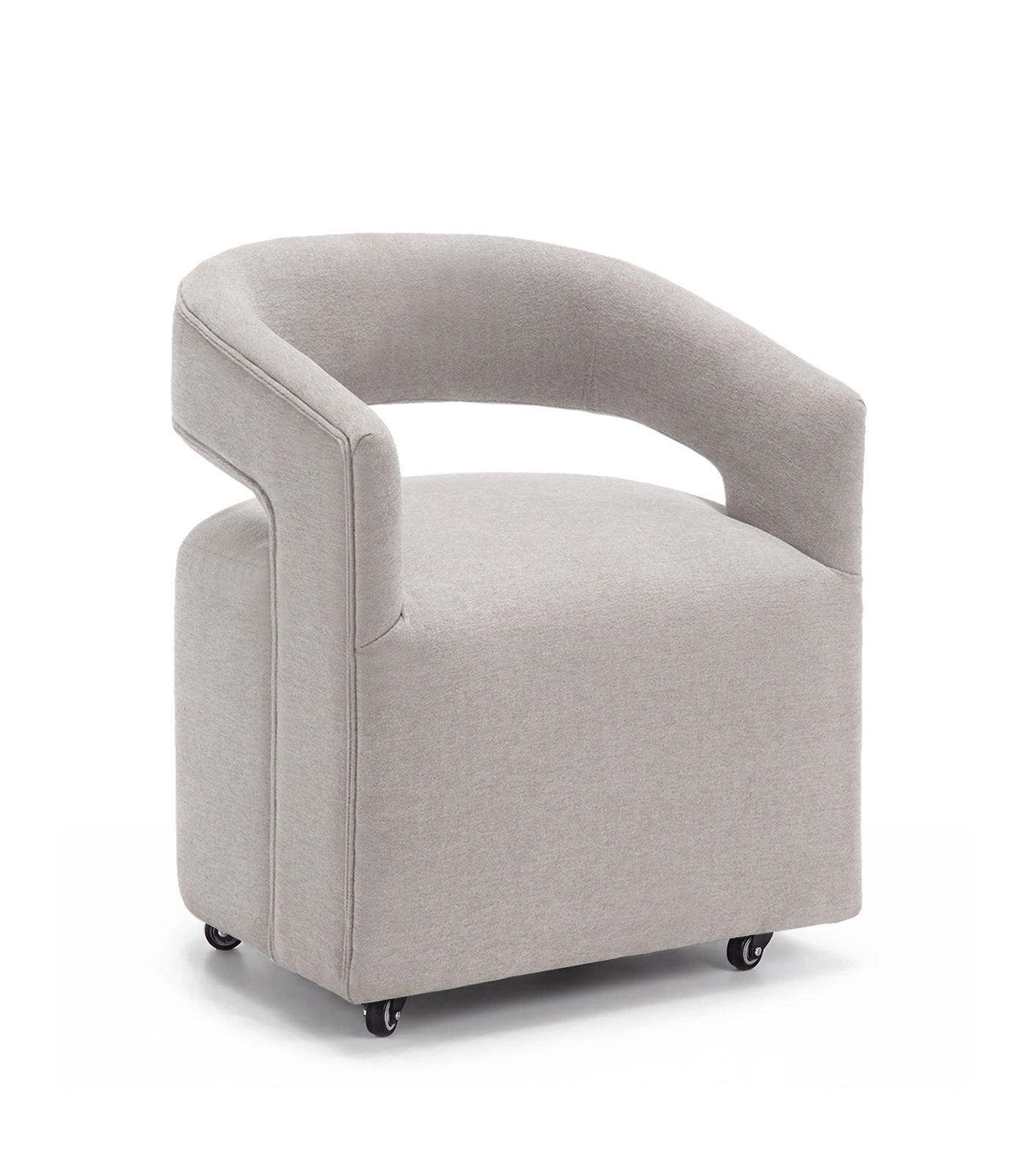 Modern Upholstered Barrel Rolling Dining Chair