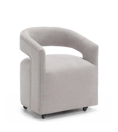 Modern Upholstered Barrel Rolling Dining Chair