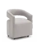 Modern Upholstered Barrel Rolling Dining Chair